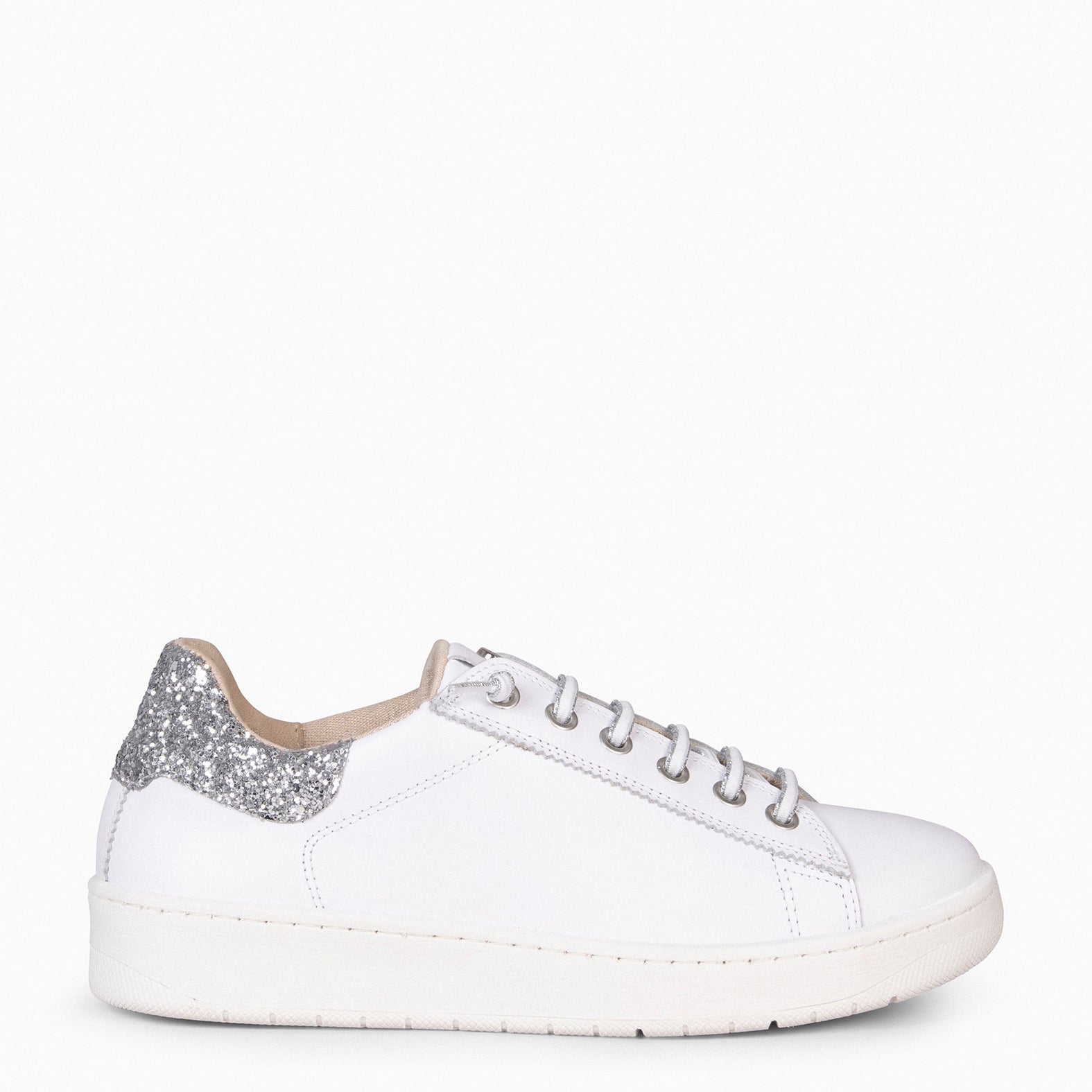 NANTES  - WHITE & SILVER SNEAKER WITH ELASTIC LACES