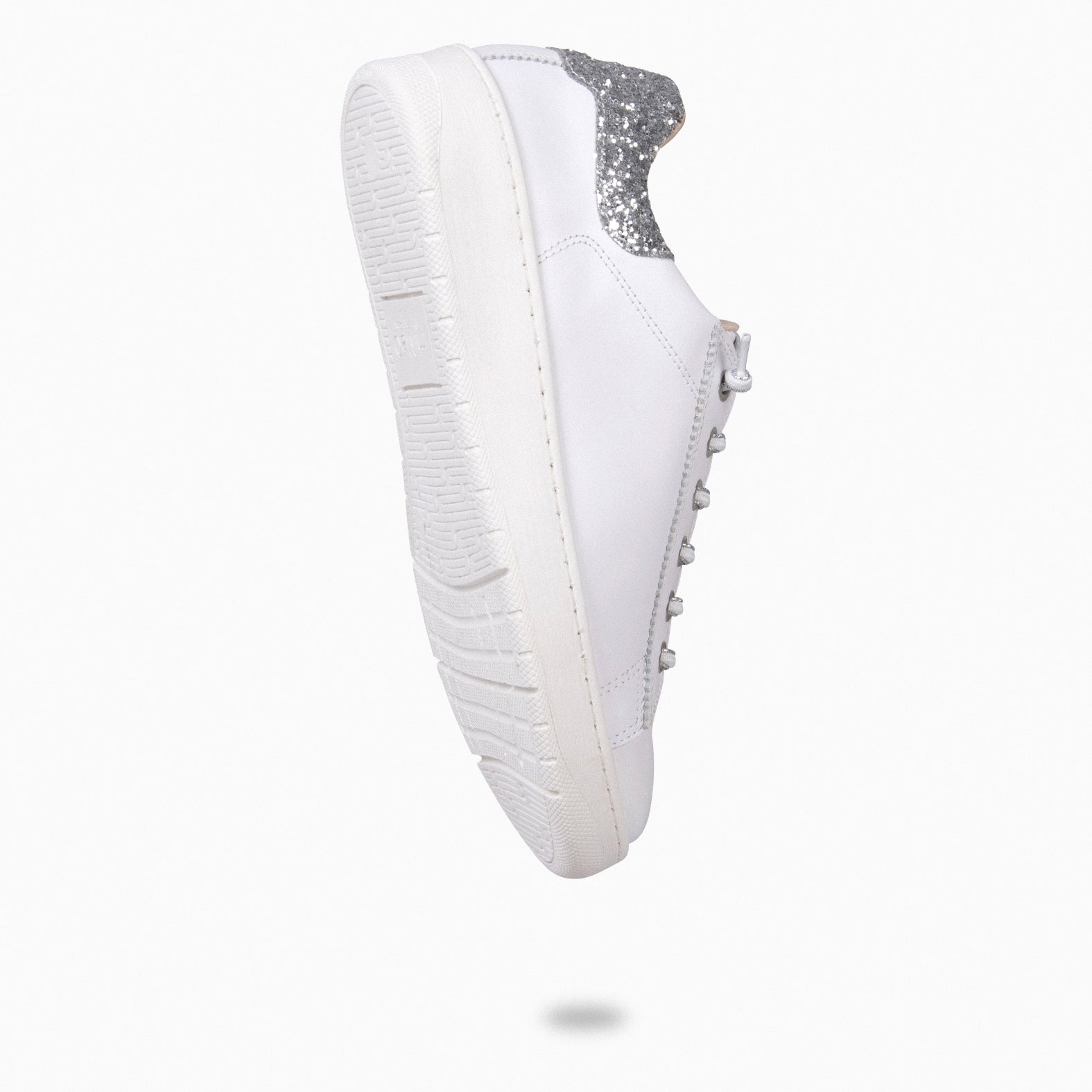 NANTES  - WHITE & SILVER SNEAKER WITH ELASTIC LACES