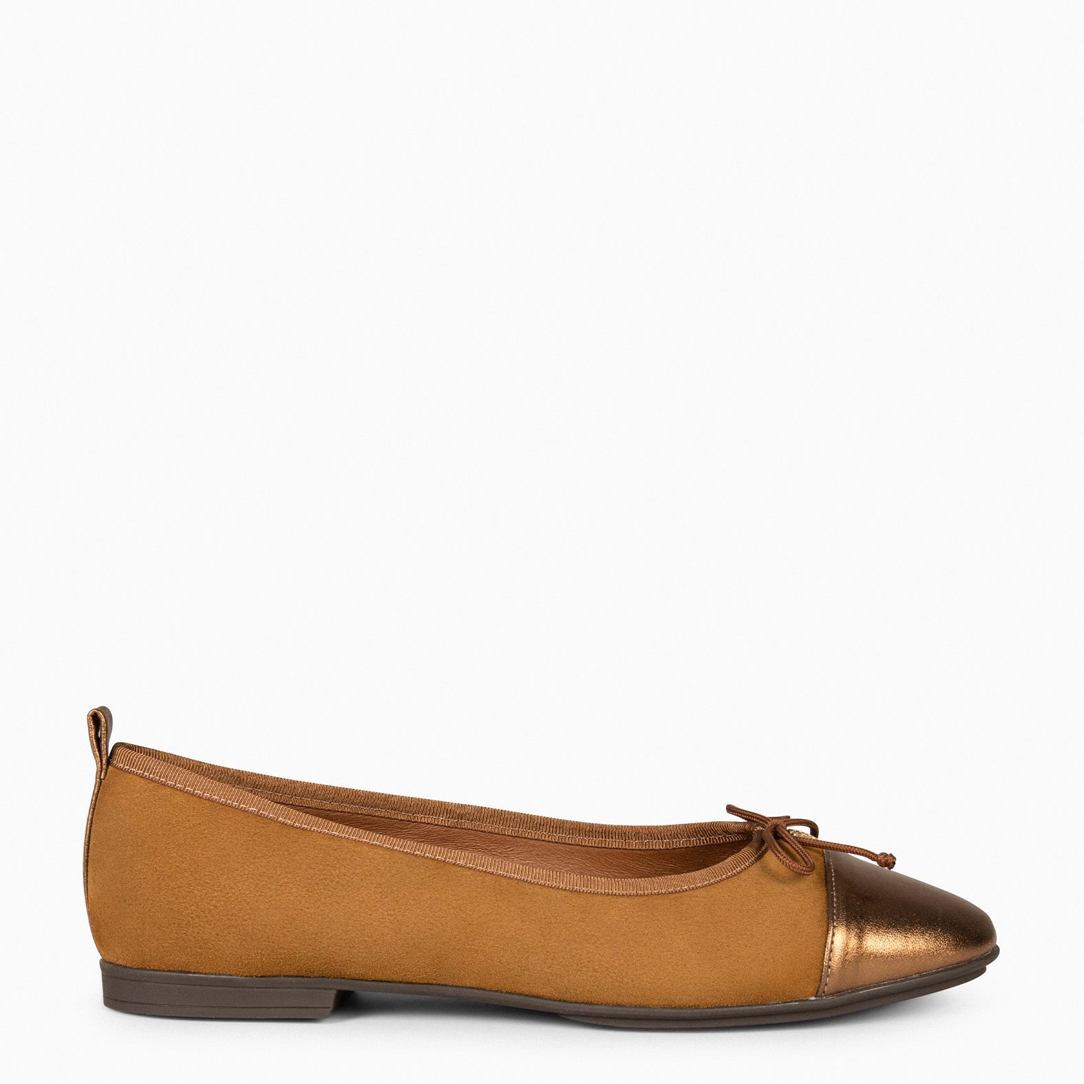 NICOLLE – Ballerines bicolores en cuir CAMEL