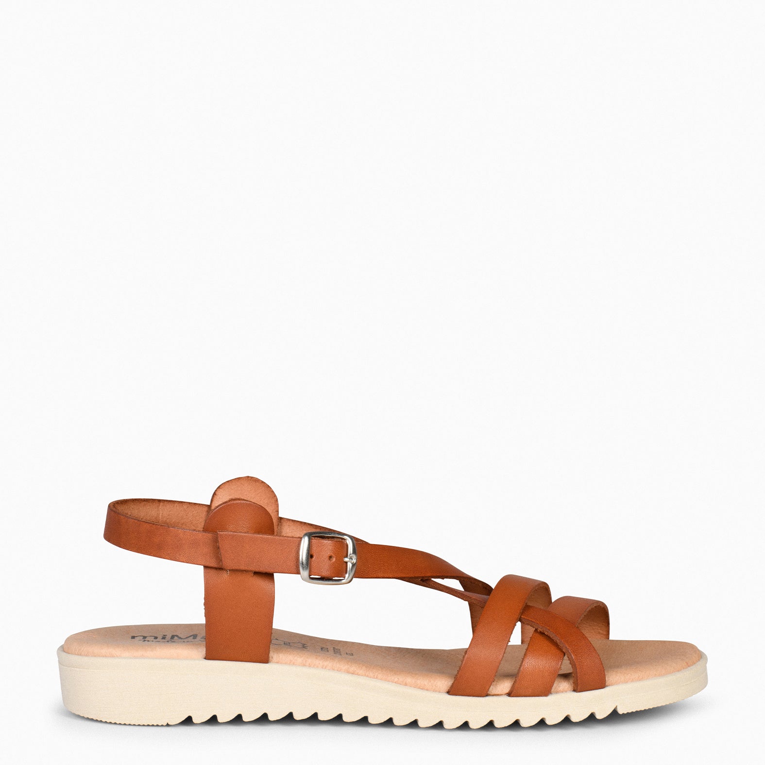 SPIRIT – CAMEL Flat sandal with crossed strap