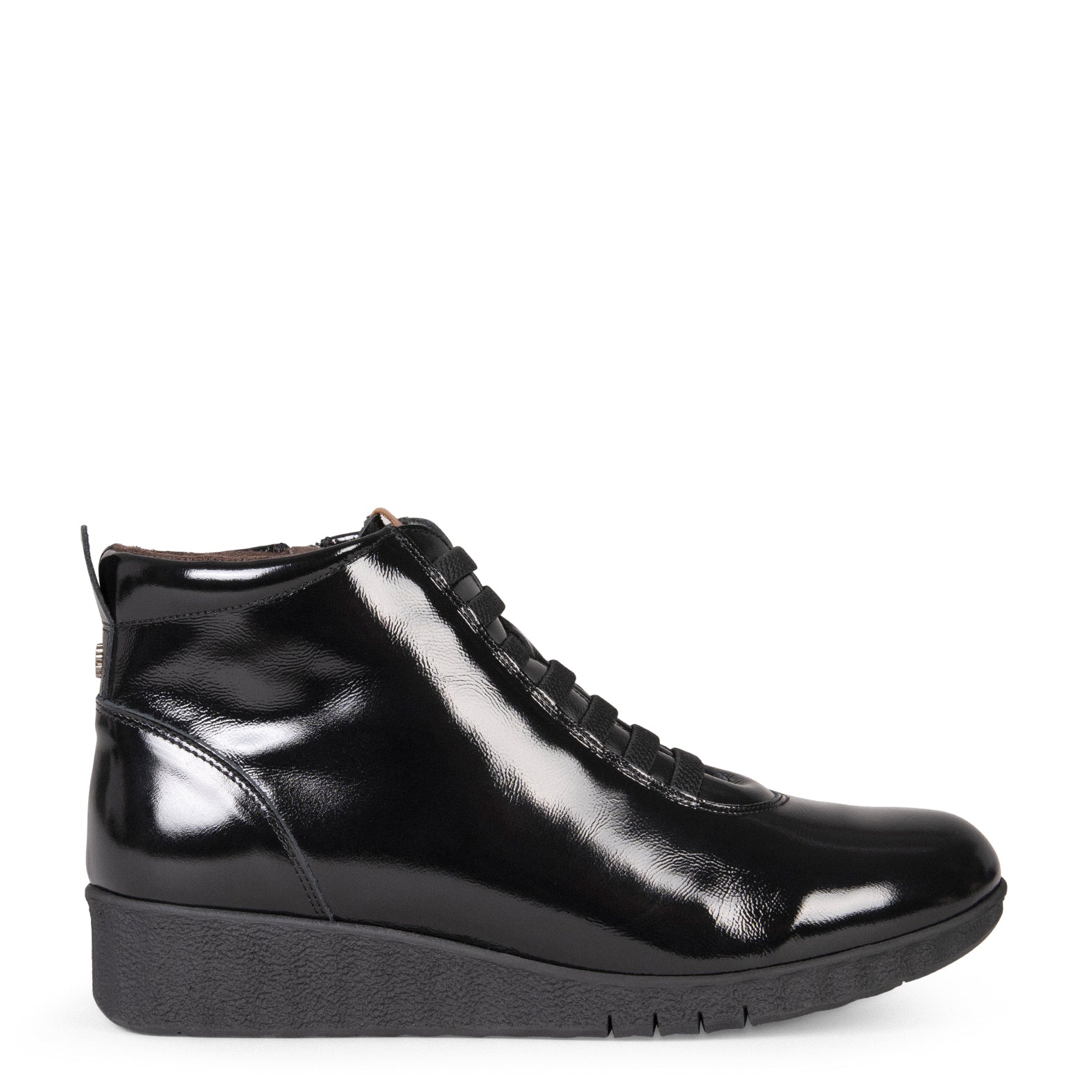 FLEXY – BLACK Women patent leather ankle-sneakers