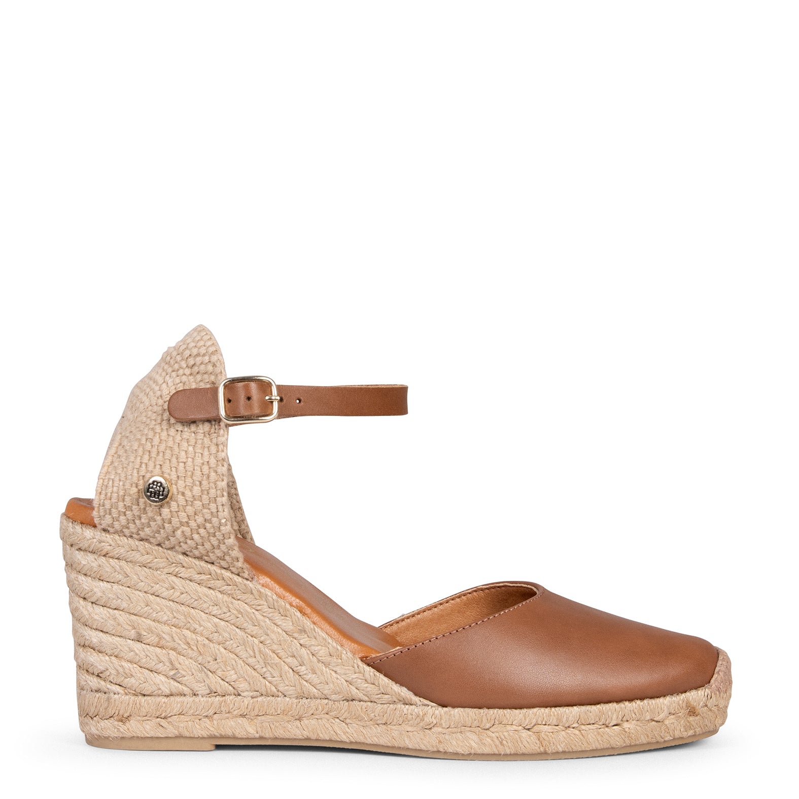 Camel espadrille fashion wedge