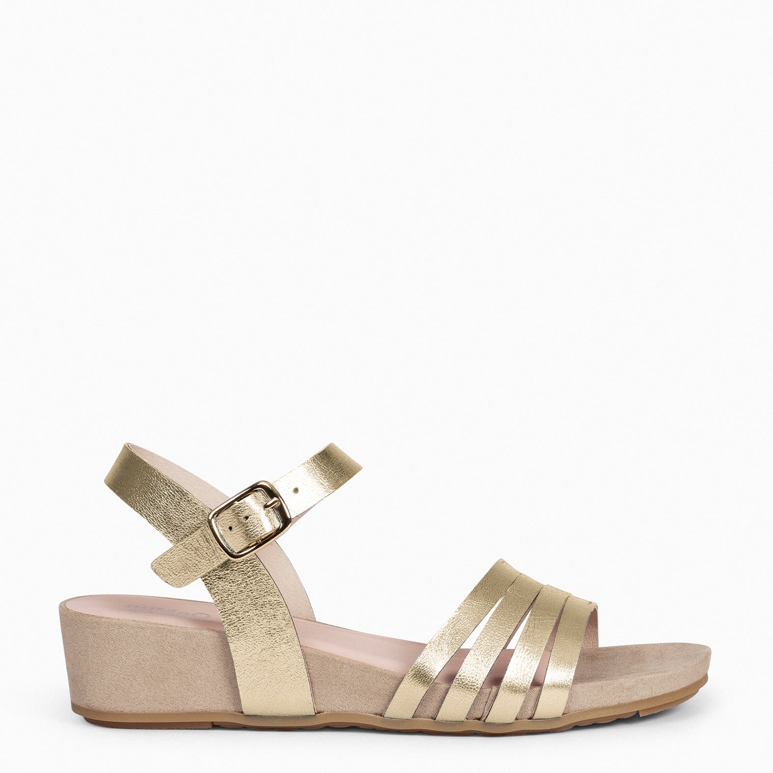 MESINA – GOLDEN Wedge sandal with metallic straps 