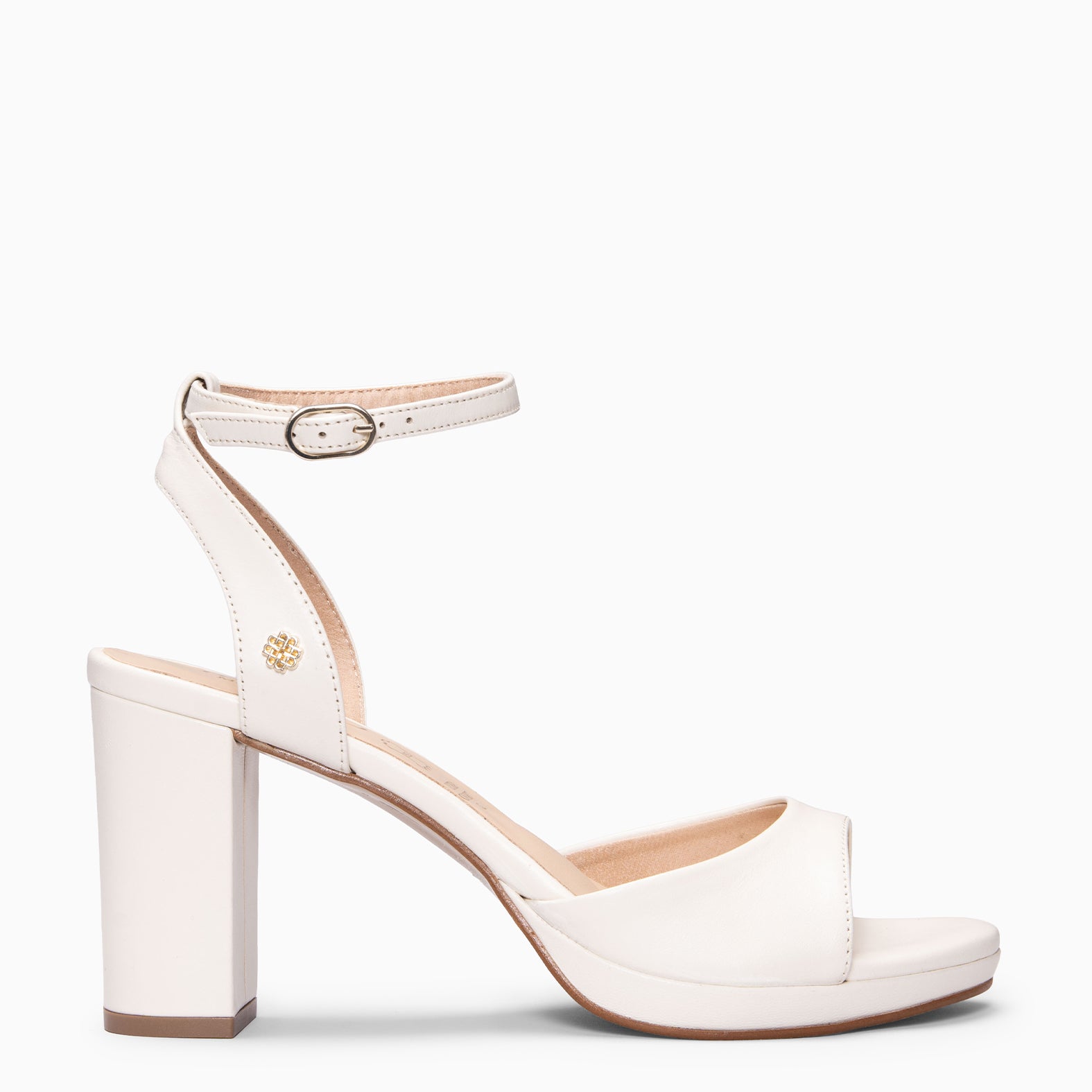 DALIDA - Sandalias de tacón ancho destalonado HUESO