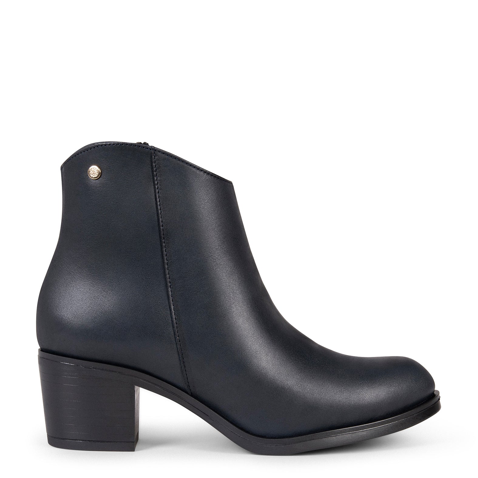 PRESTON – Bottines à talon en cuir BLEU MARINE