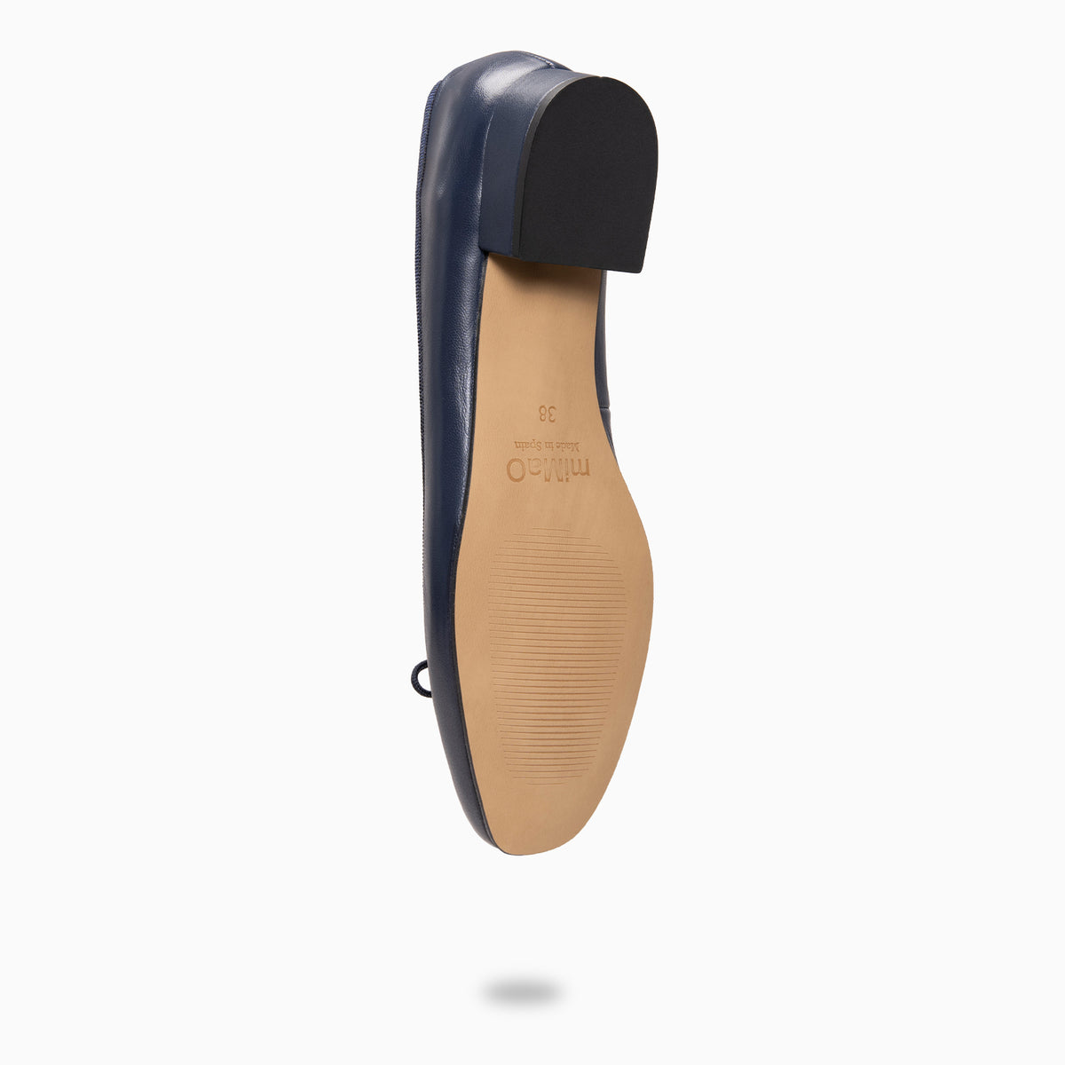 ALEXA - Ballerines à petit talon en cuir BLEU MARINE
