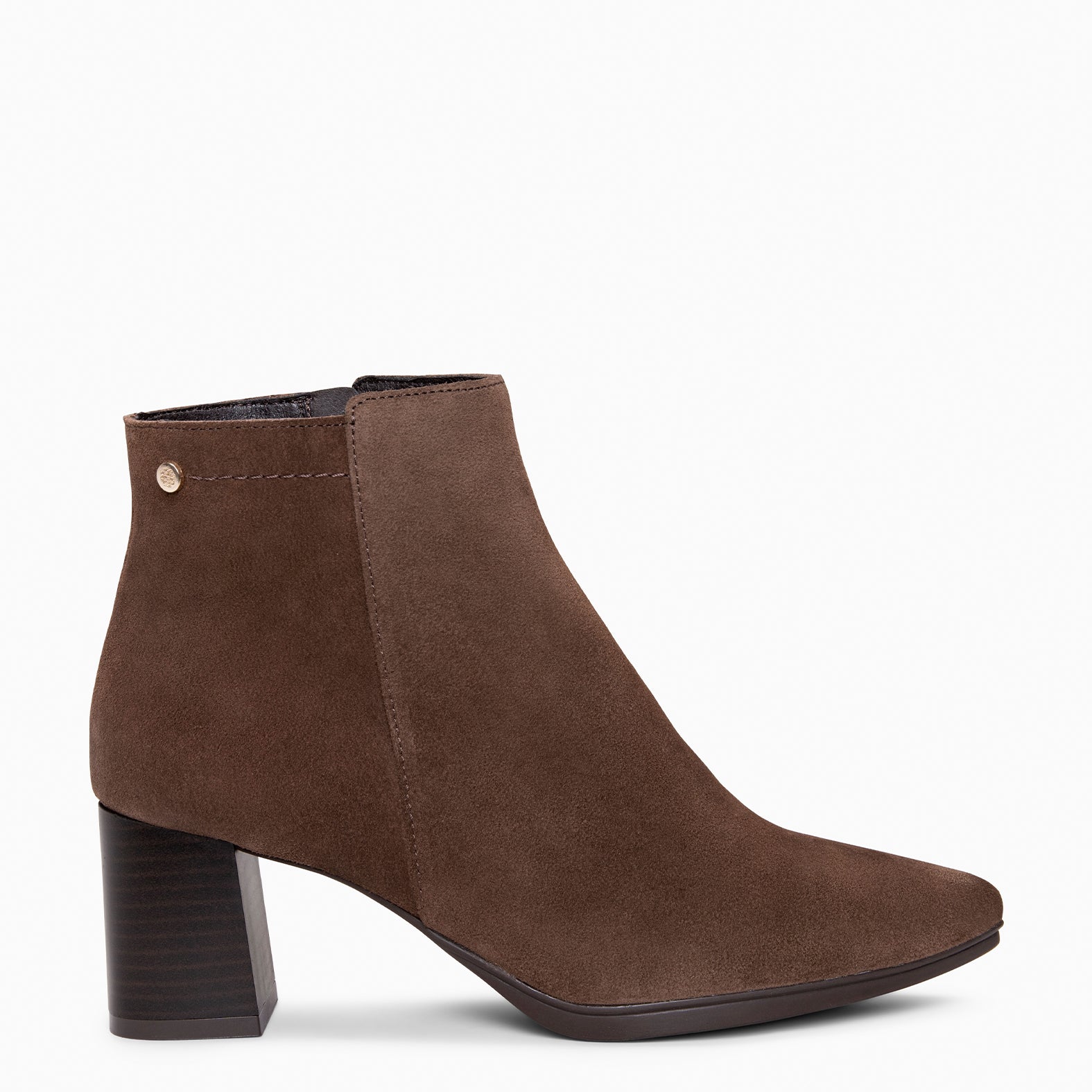 CITY - Botines de tacón ancho y punta fina MARRON
