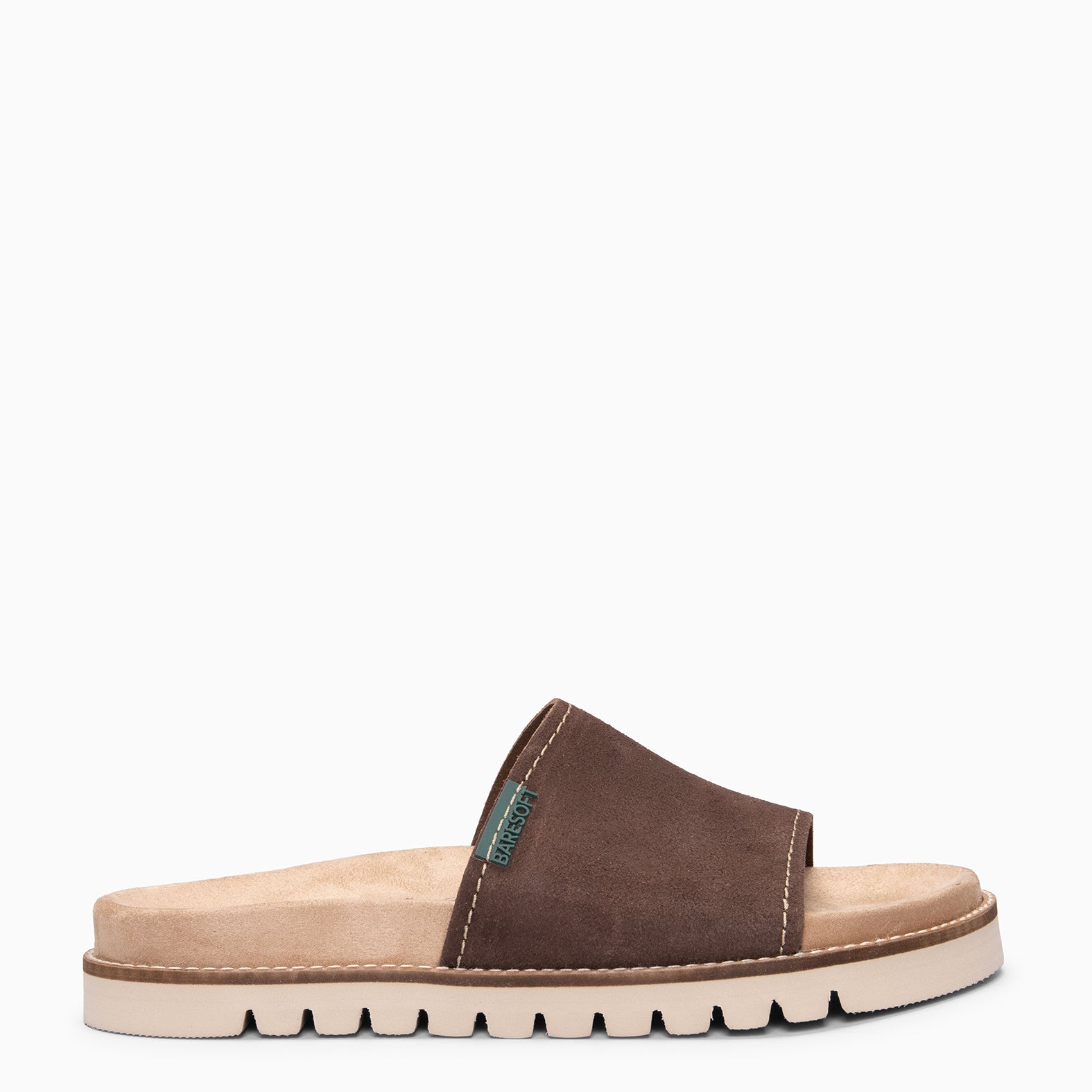 CUBA - Sandalias tipo pala de serraje MARRON