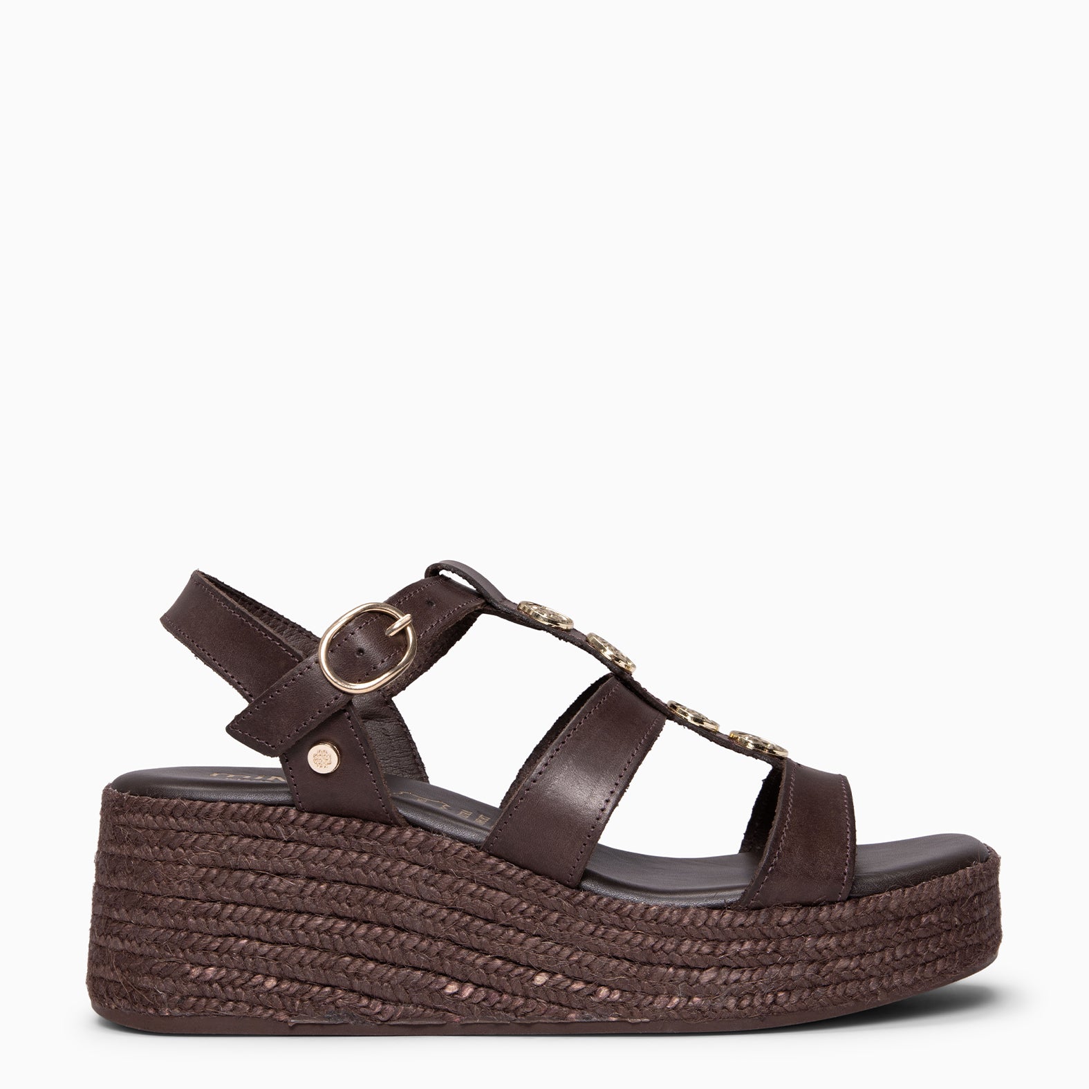 DANAE - Sandales à plateforme en jute et cuir MARRON