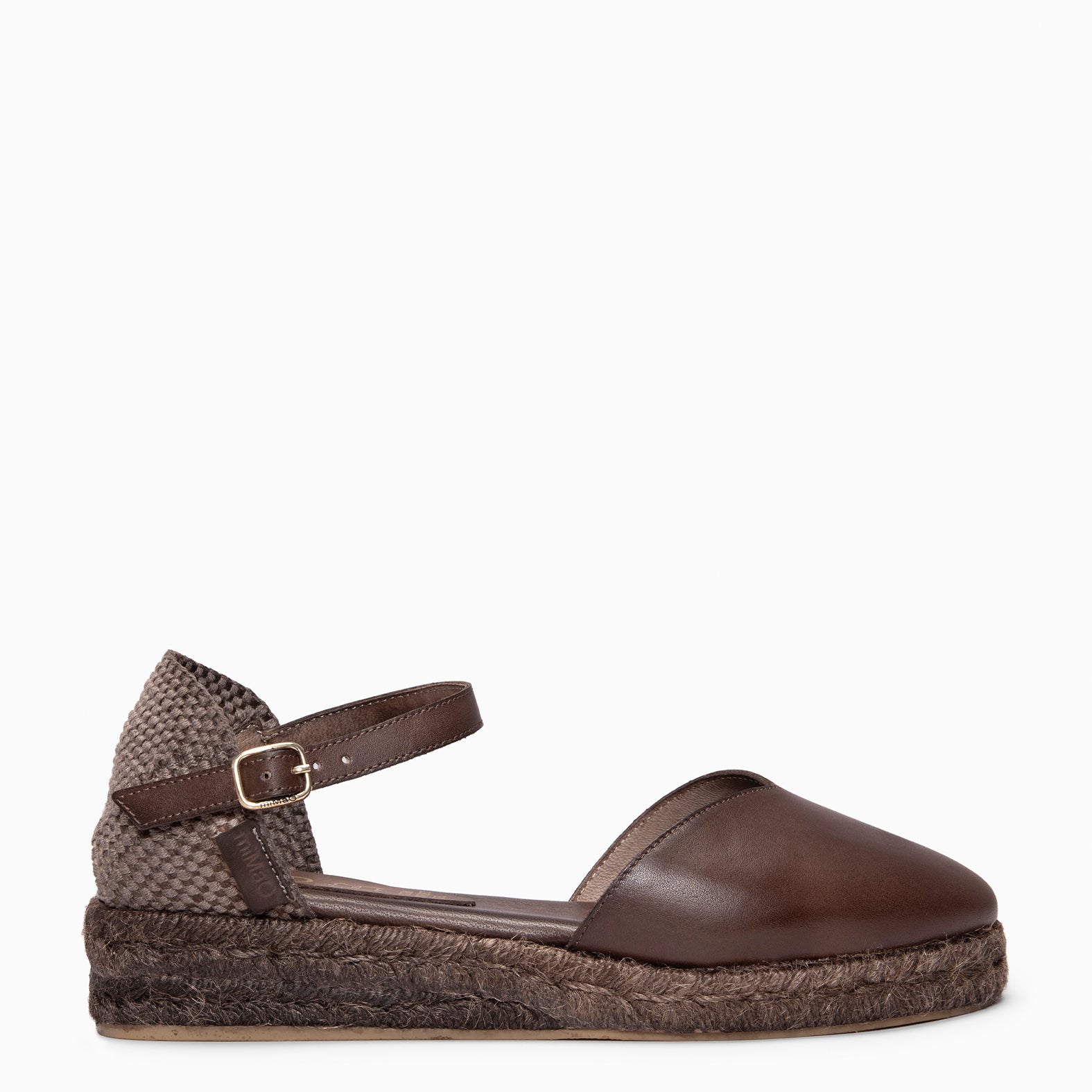 AMALFI - Cuña de esparto con tintado natural MARRON