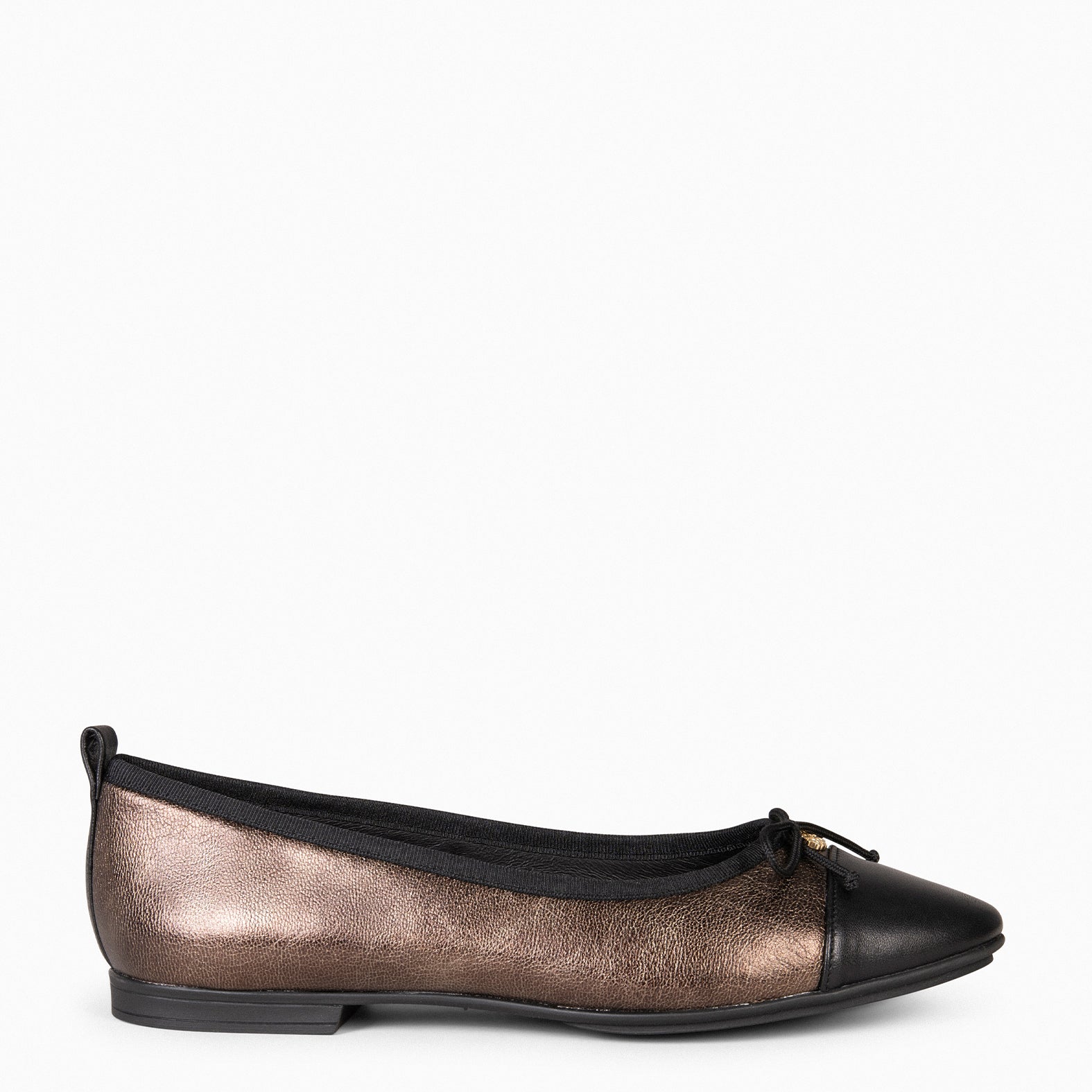 NICOLLE – Ballerines bicolores en cuir BRONZE