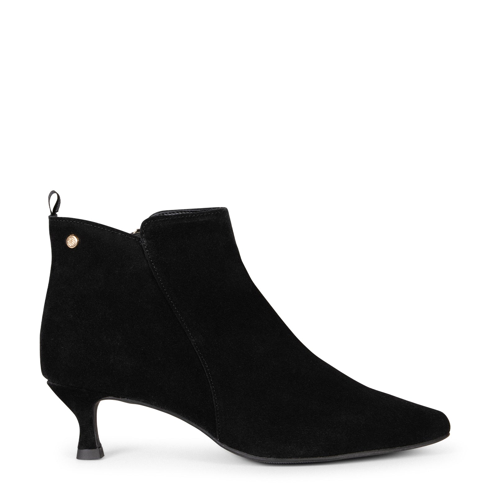 ROYAL SUEDE – BLACK Low heel booties miMaO ®