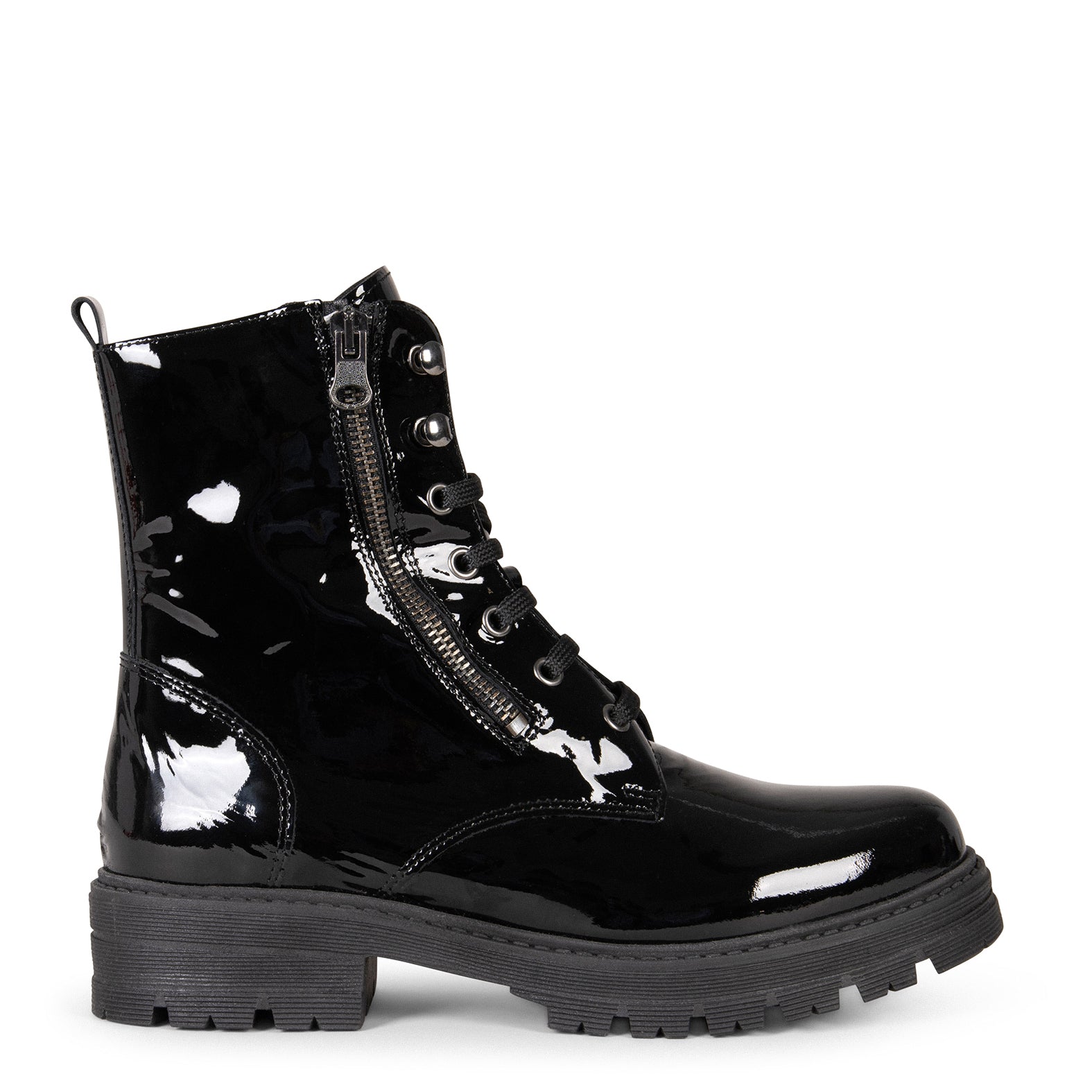 MILITAR – Botas militares de mujer CHAROL NEGRO