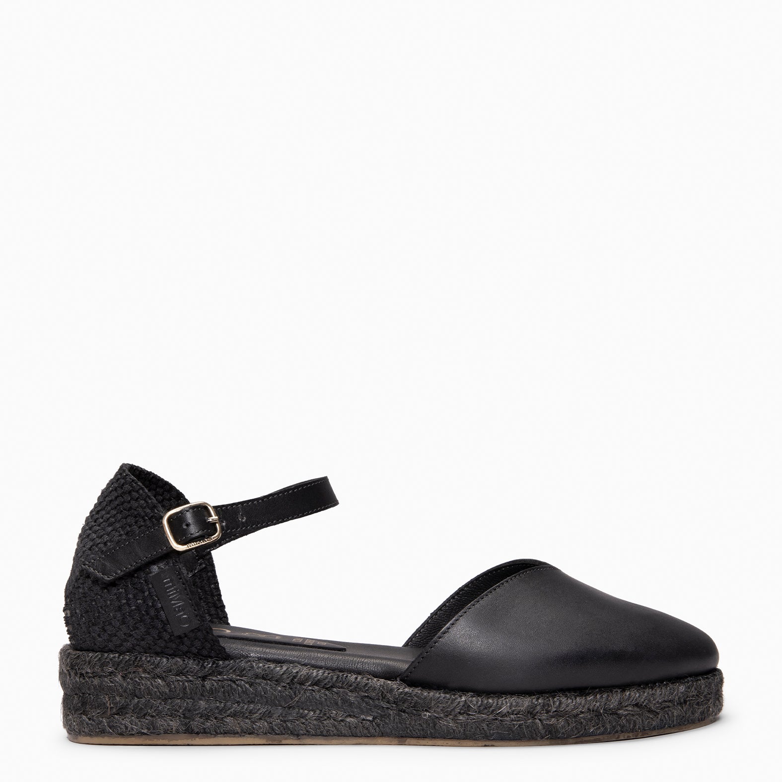 AMALFI - Cuña de esparto con tintado natural NEGRO