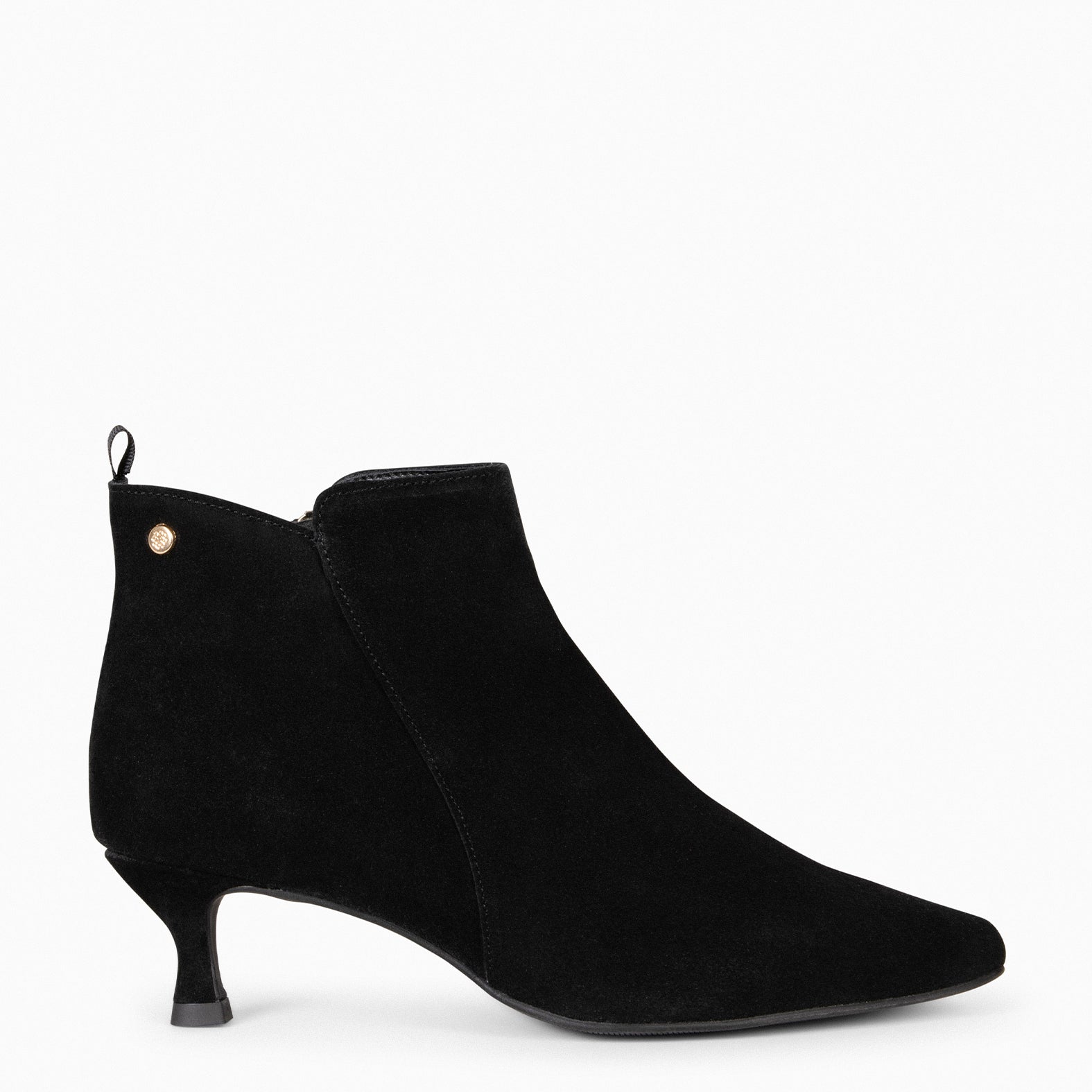 ROYAL SUEDE – BLACK Low heel booties 