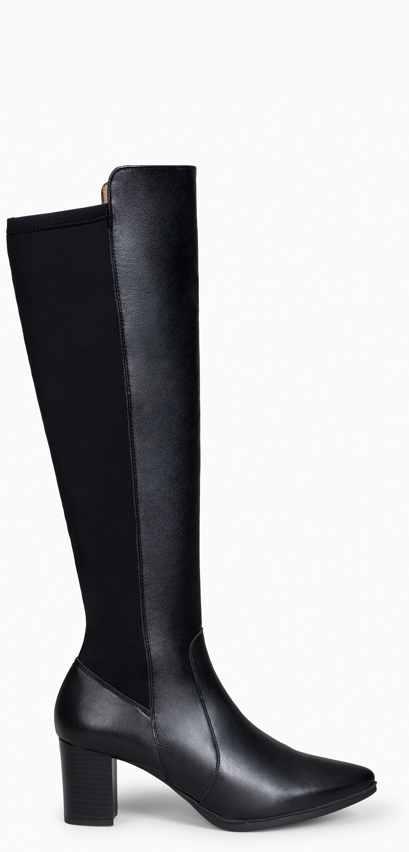 SUNSET – BLACK Elastic Heeled Boots nappa