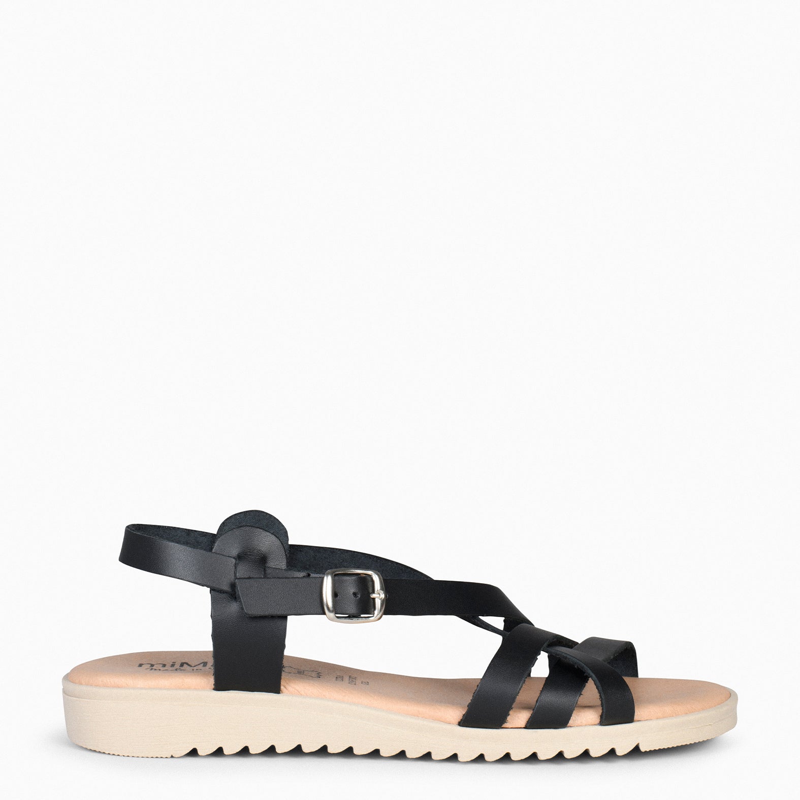 SPIRIT – BLACK  Flat sandal with crossed strap