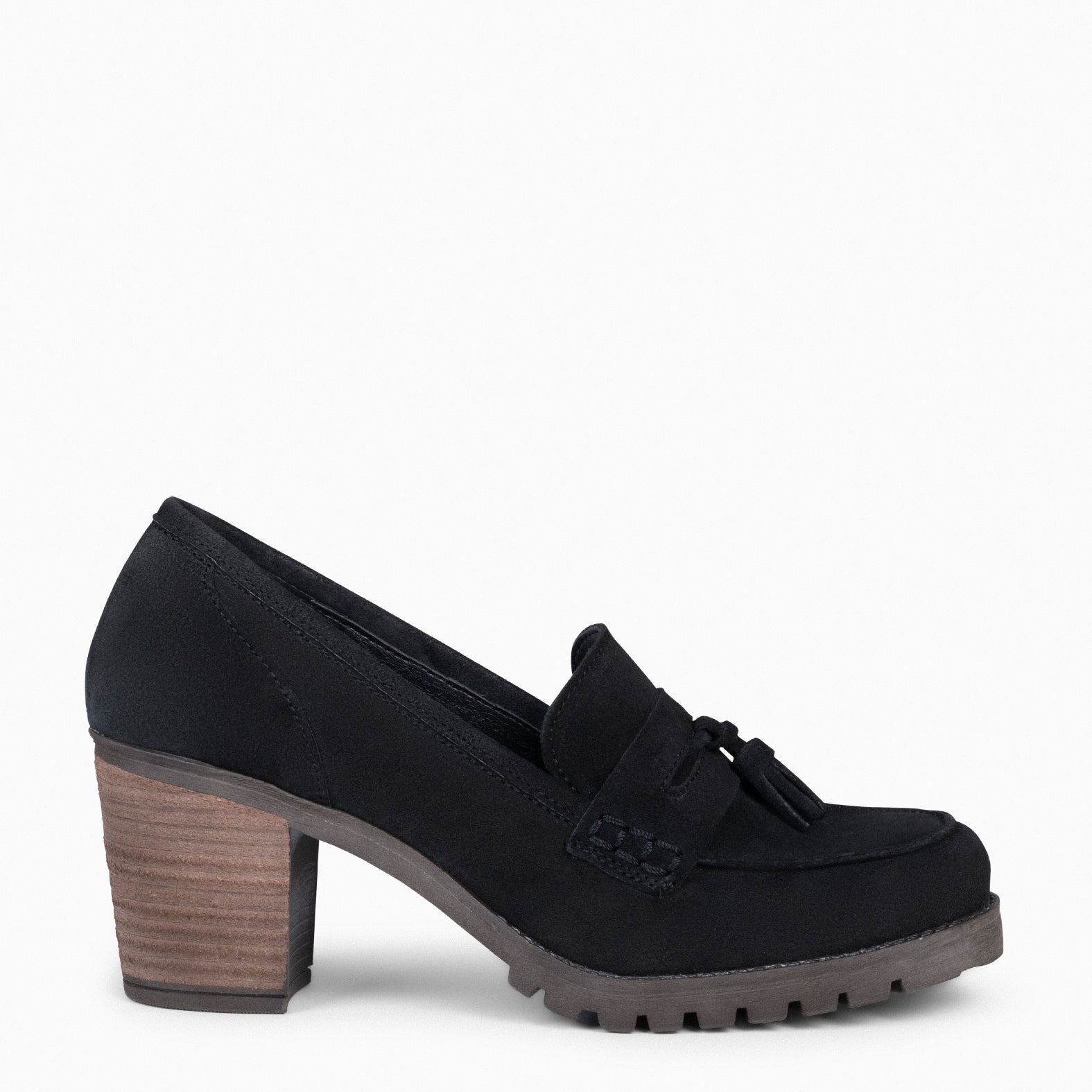 TREND S - BLACK mid heel moccasins