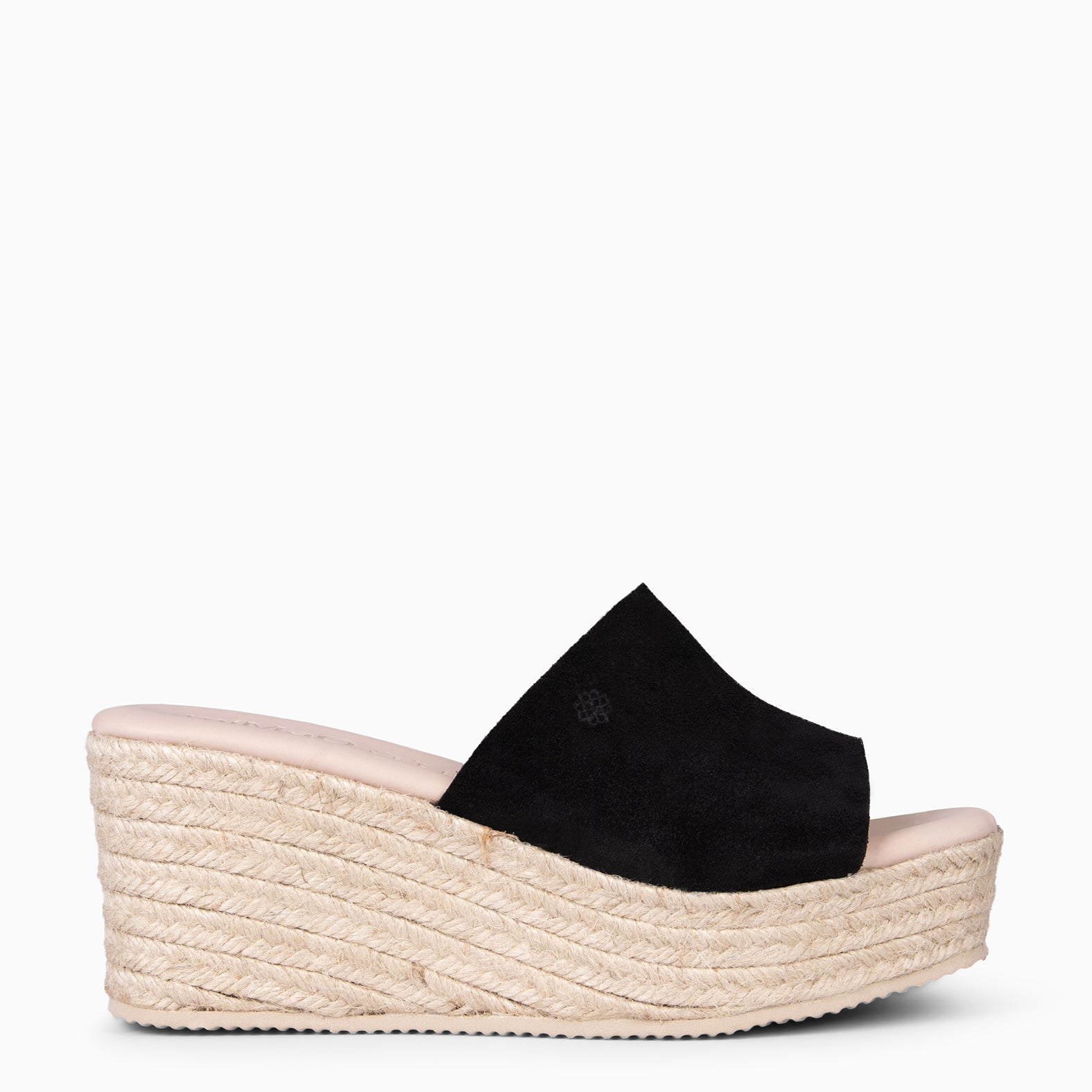 MAIRA - Cuñas con plataforma de esparto NEGRO