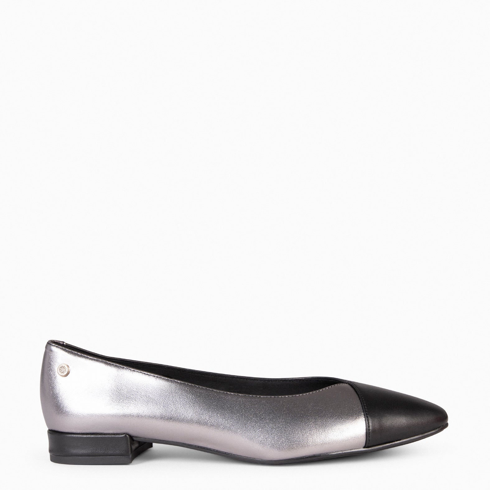 KATE – METALLIC and BLACK Low Heel Ballerinas