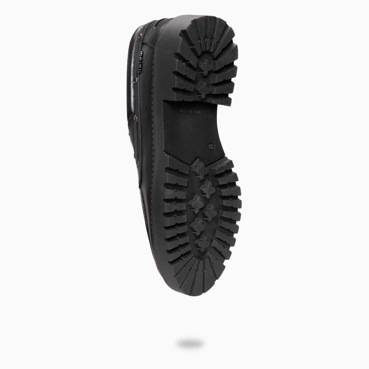 ADAMS - Sapatilhas náuticas em couro com sola track PRETO