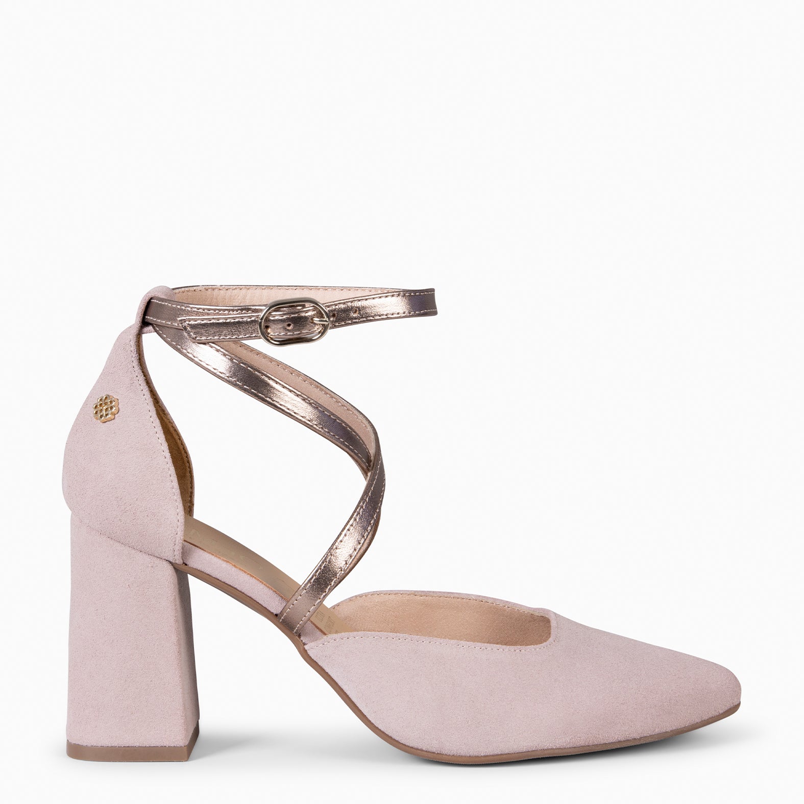 ARIEL - Zapato de tacón ancho NUDE METAL - miMaO ®