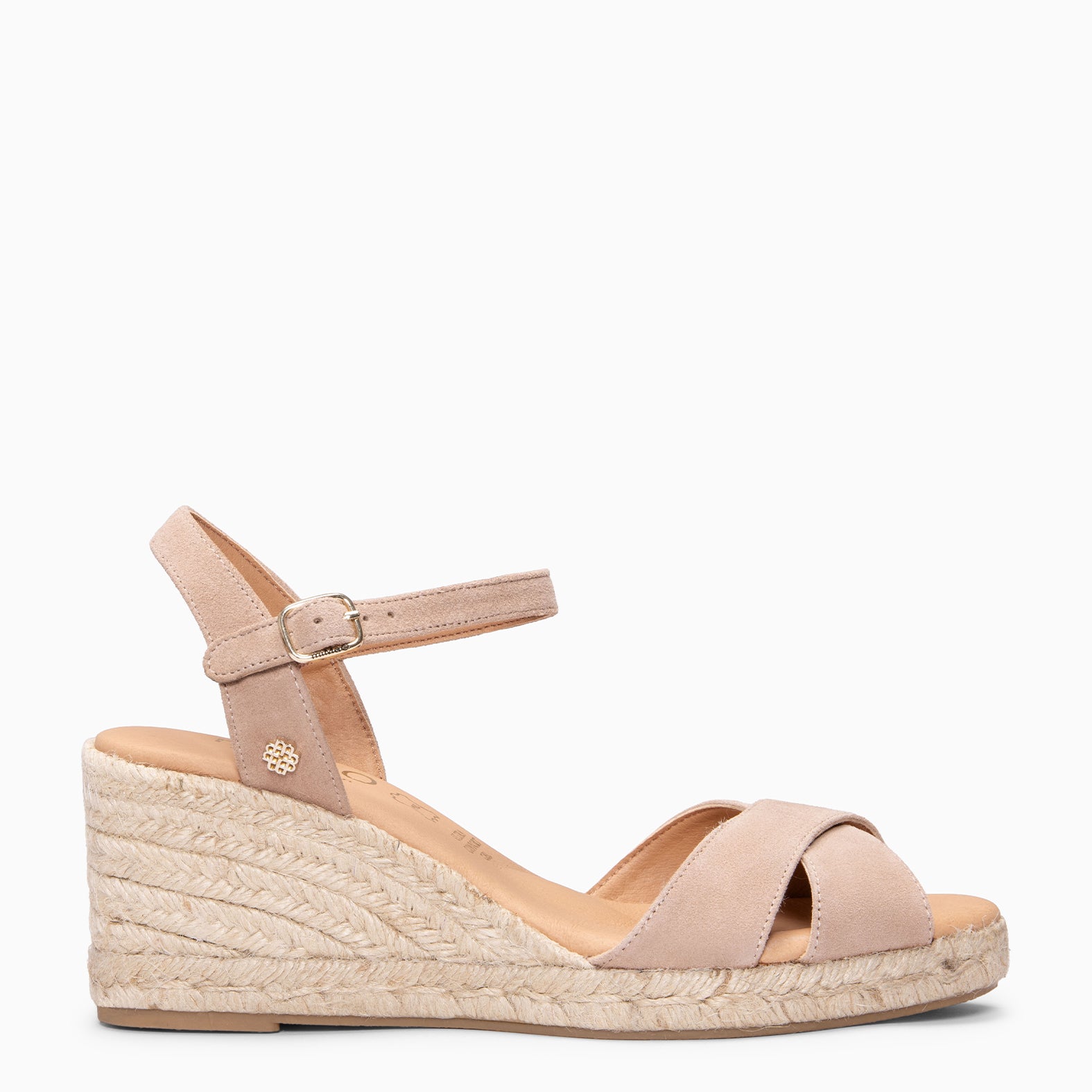 CALPE – Cuñas de Esparto artesanal con tiras y hebilla NUDE