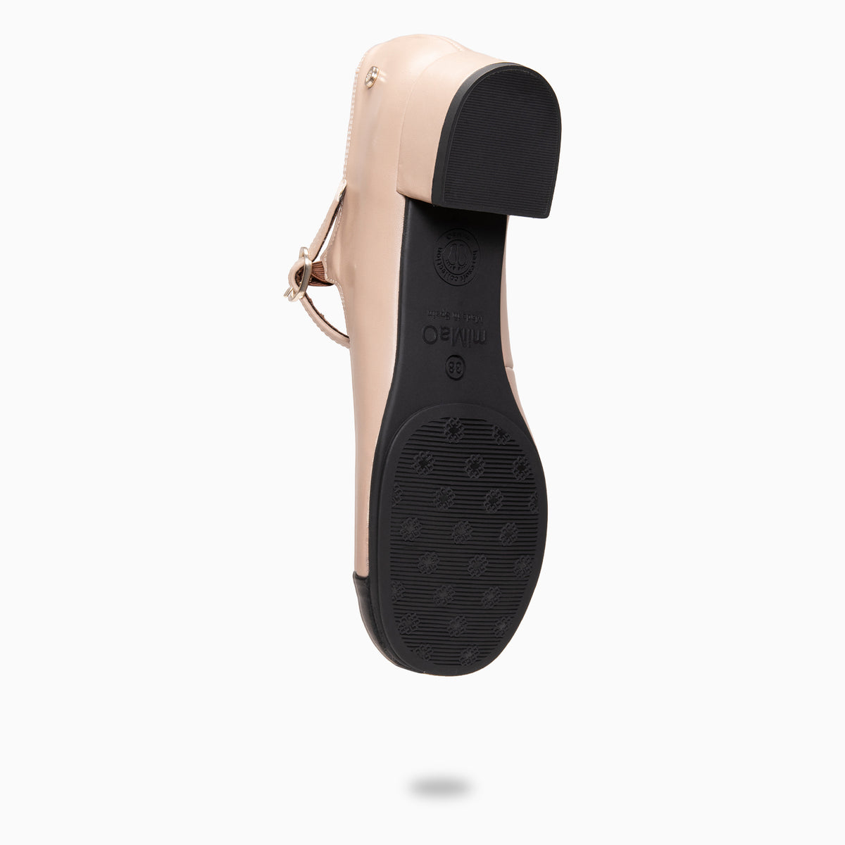 FLORA - Mercedita con tacón de piel bicolor NUDE