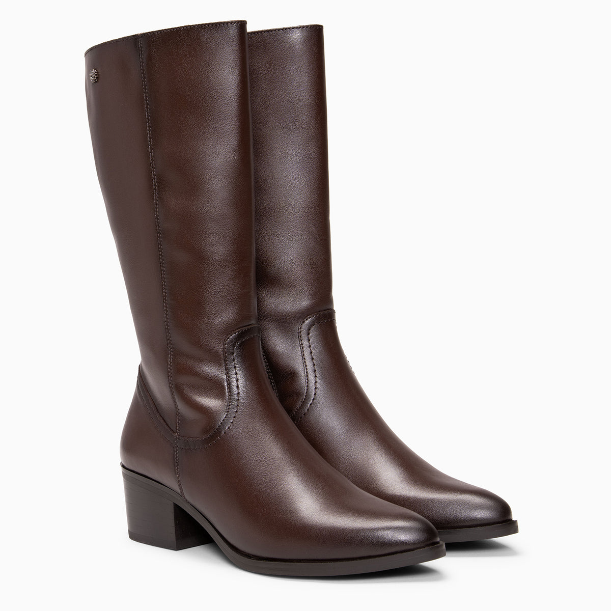 MARINA - Botas de caña media de piel MARRON