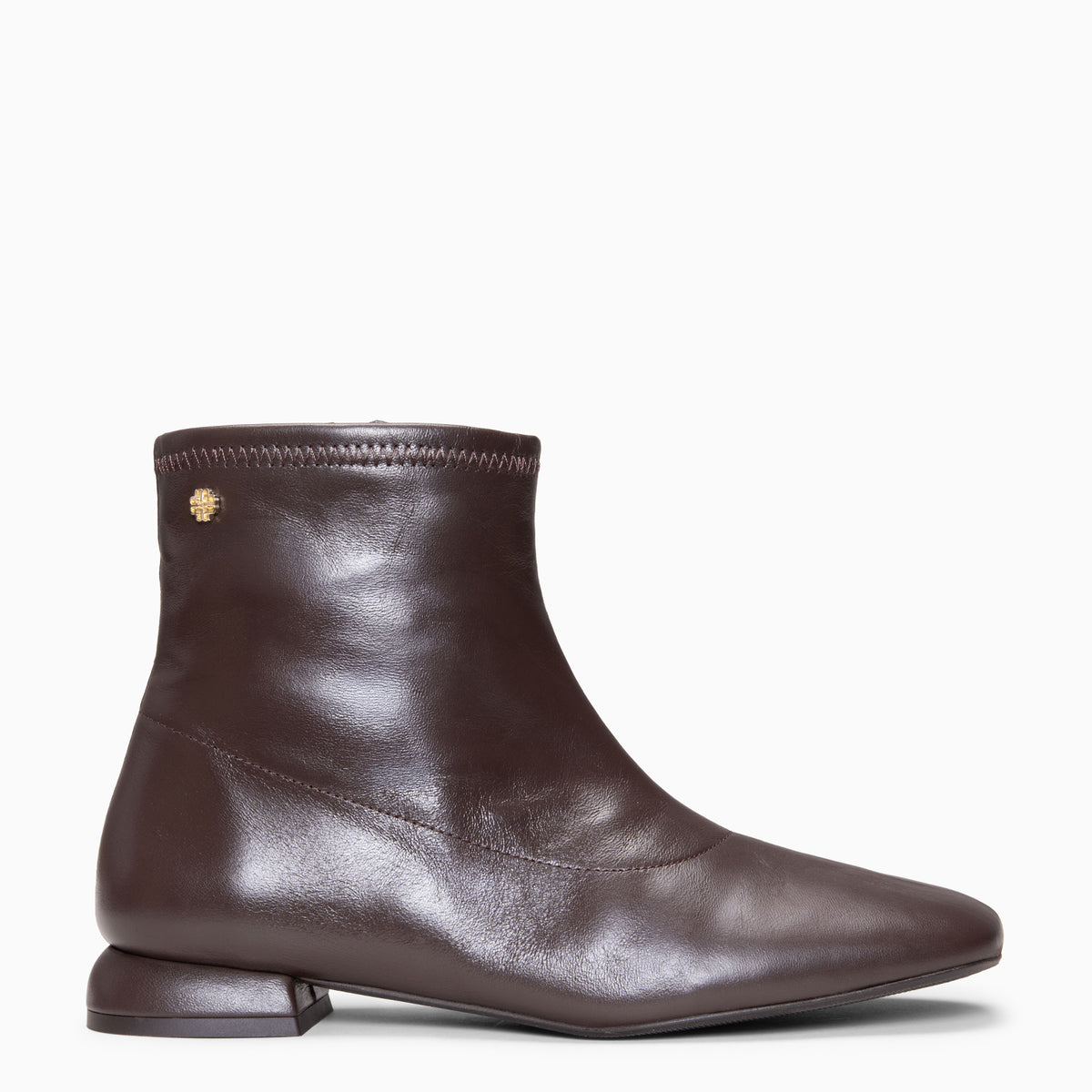 WENDY - Brown leather ankle boots with a low heel