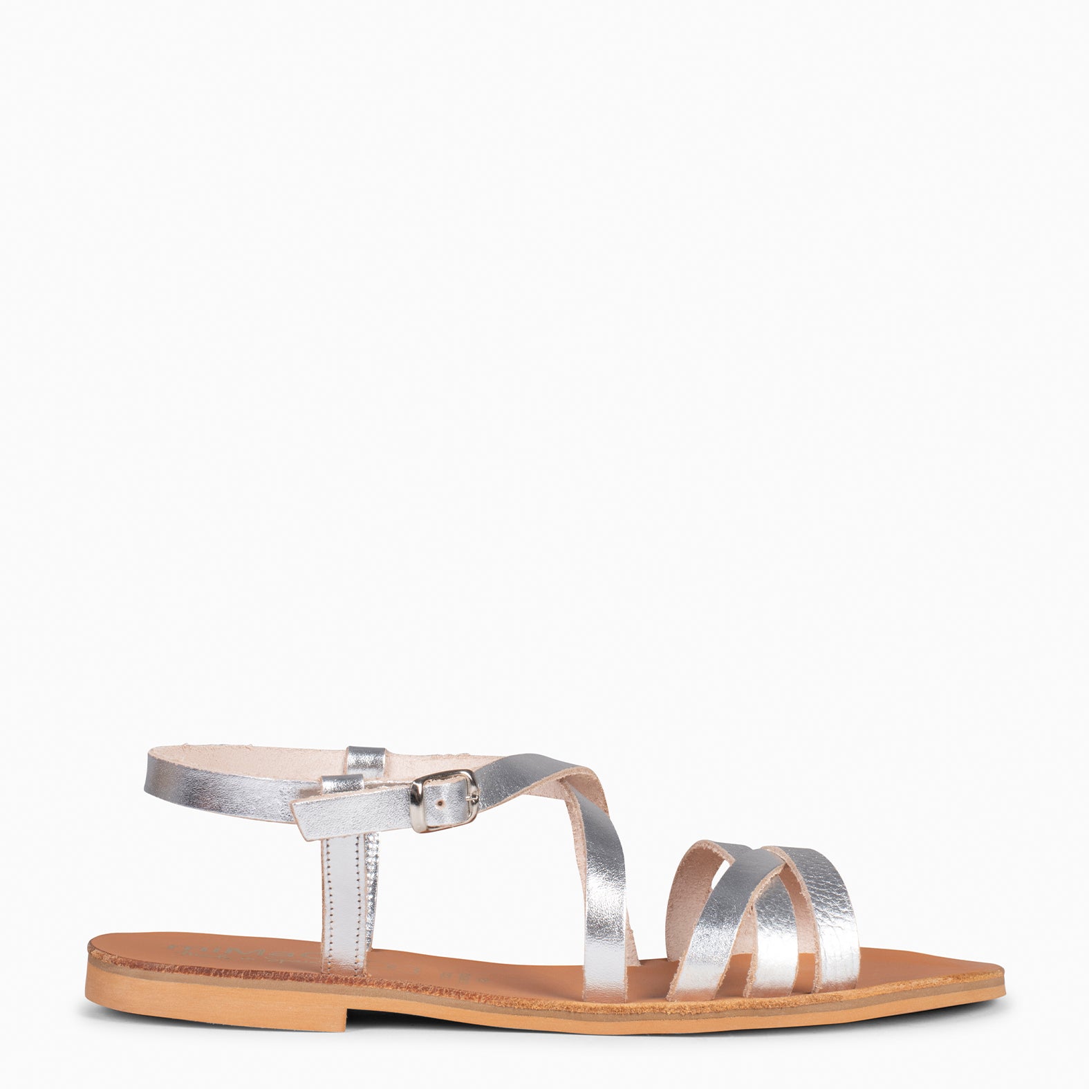 IXORA – SILVER flat sandals with buckle