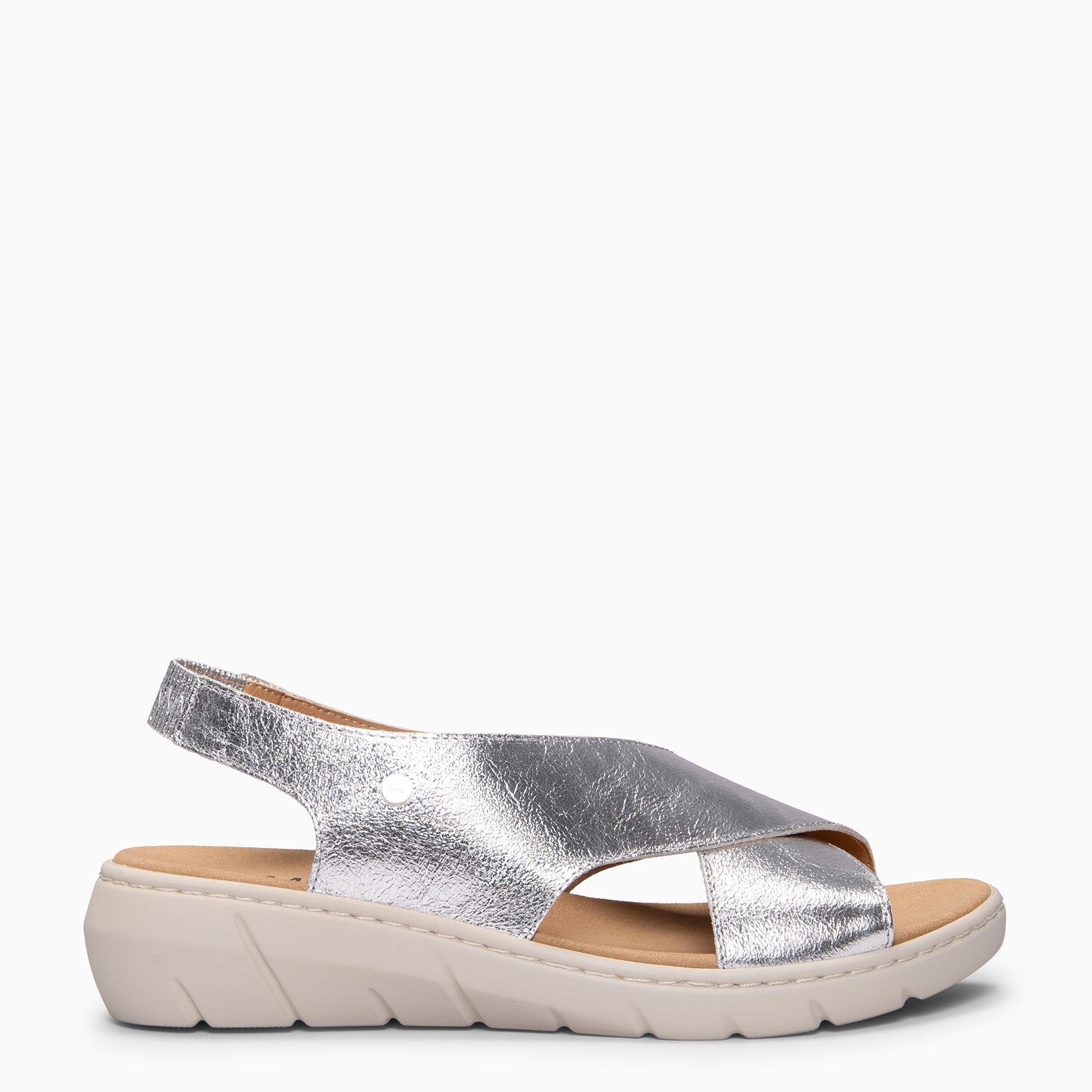 LUPÉ - Sandalias destalonadas con plantilla extraíble PLATA