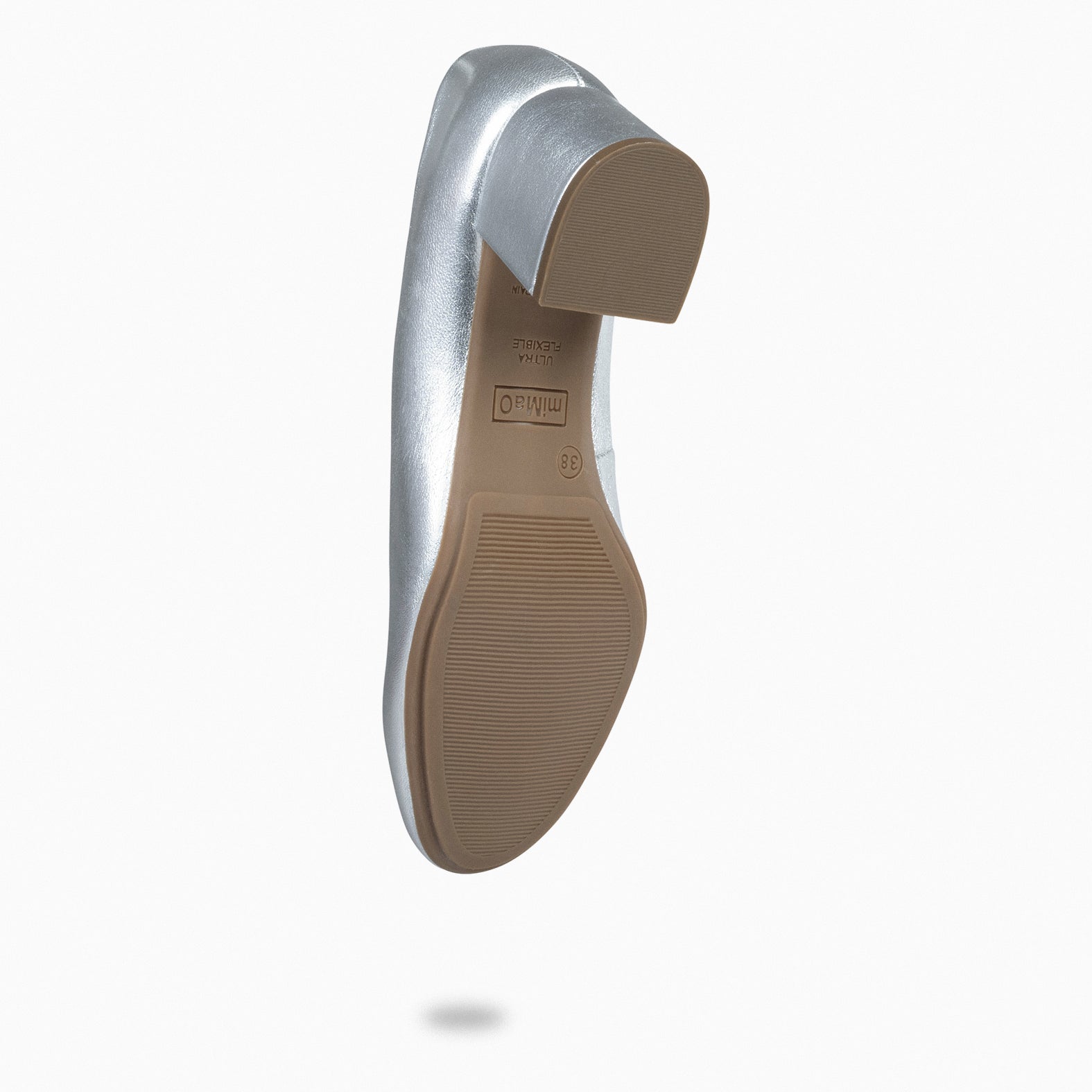 URBAN ROUND SPLASH – SILVER metallic nappa leather low heels