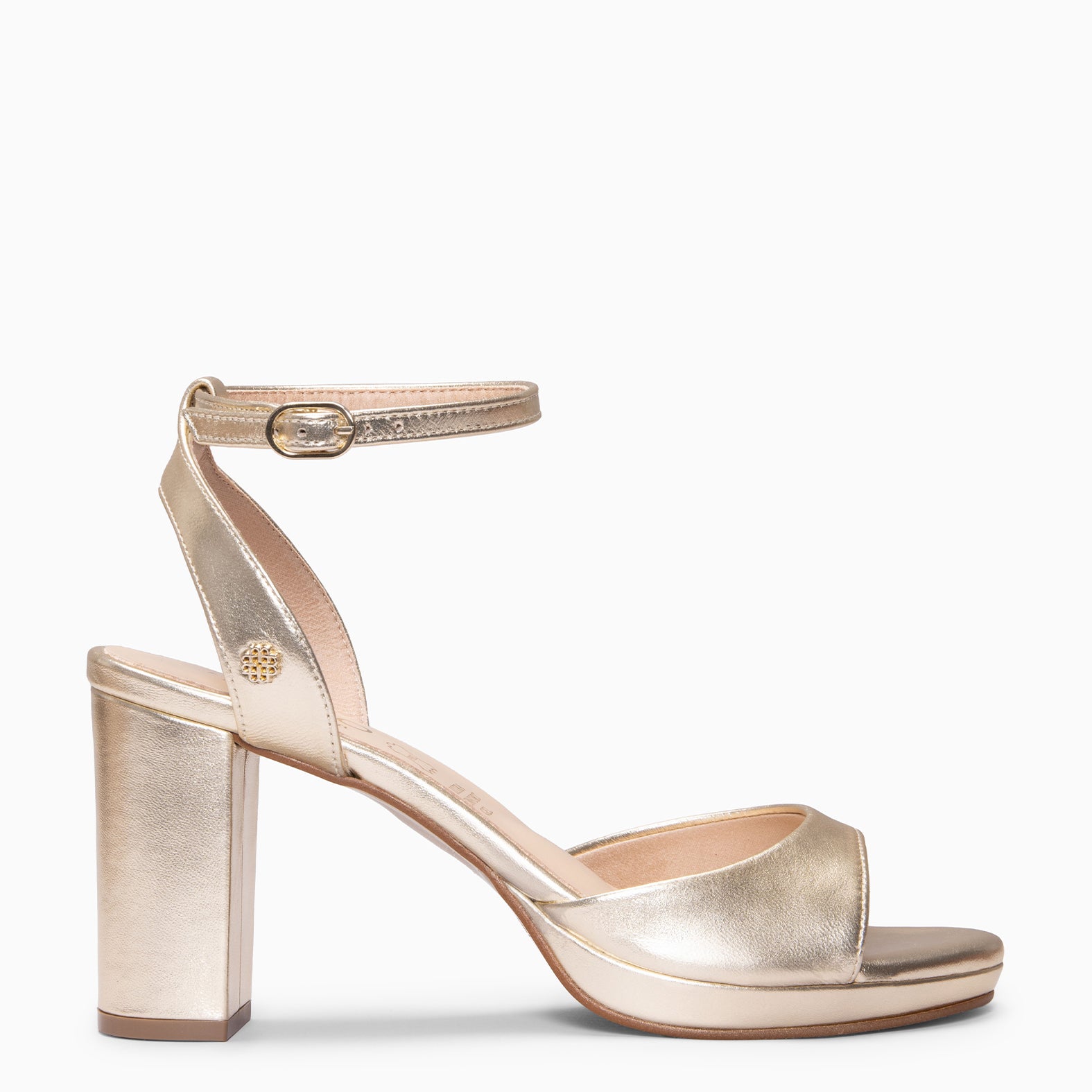 DALIDA - Sandalias de tacón ancho destalonado PLATINO