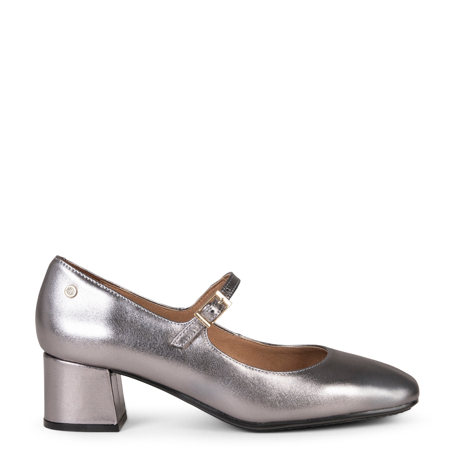 BELLA – SILVER suede leather mary-jane shoes