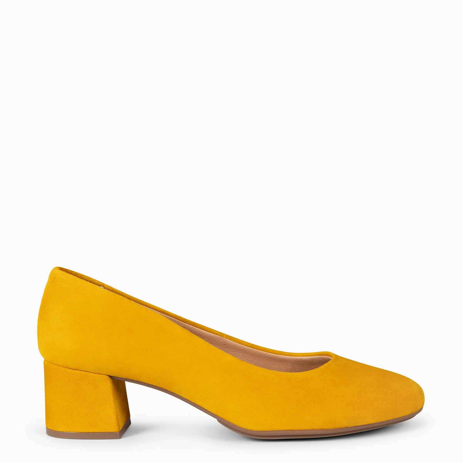 URBAN ROUND - YELLOW SUEDE LEATHER LOW HEELS | miMaO ®