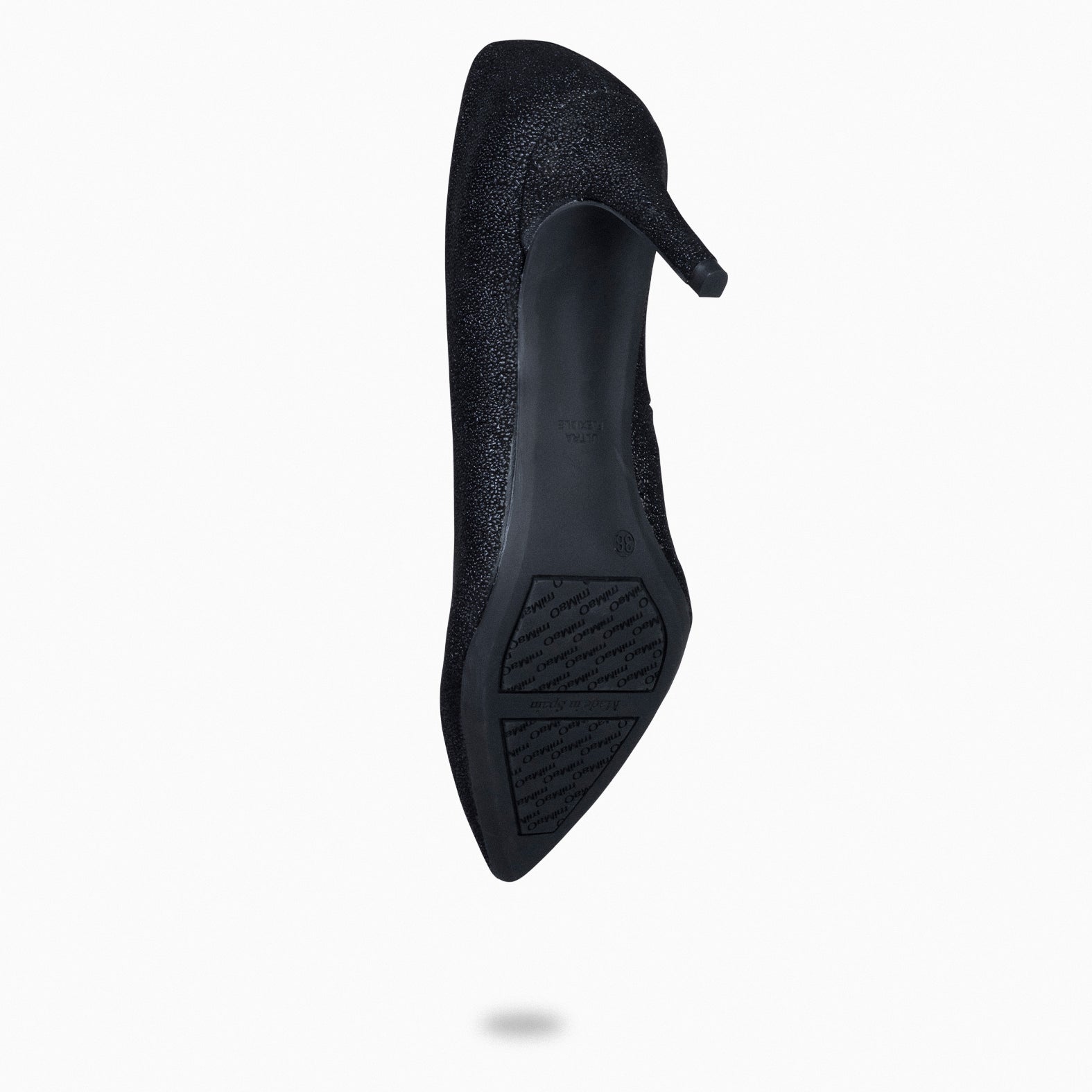 STILETTO BRIGHT - Zapatos de tacón de aguja con textura de grano brillante NEGRO