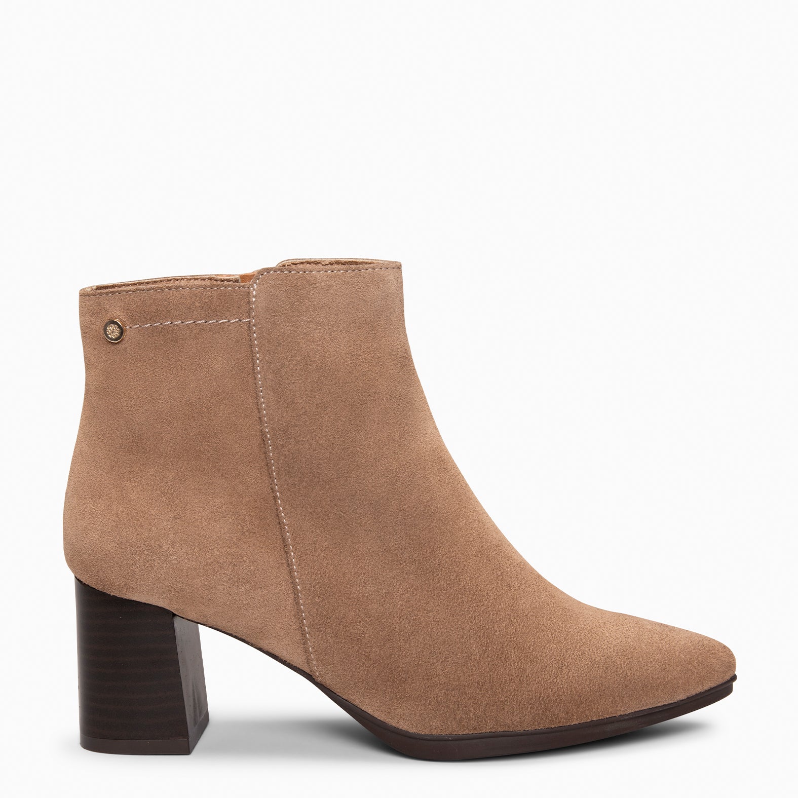 CITY - Botines de tacón ancho y punta fina TAUPE