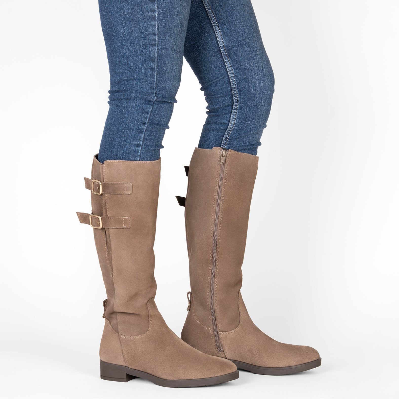 CORK – Bottes hautes à largeur ajustable TAUPE