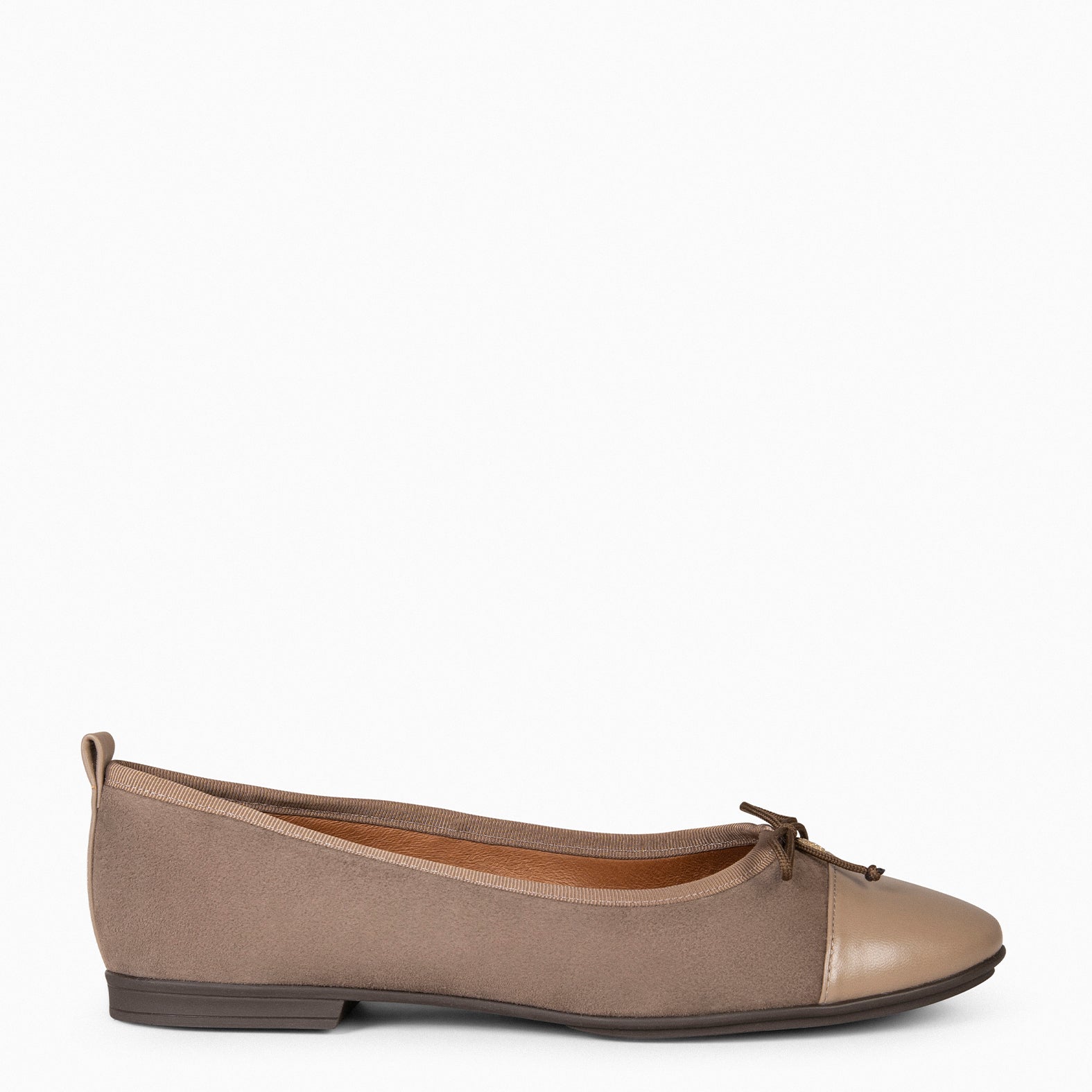 NICOLLE – Ballerines bicolores en cuir TAUPE