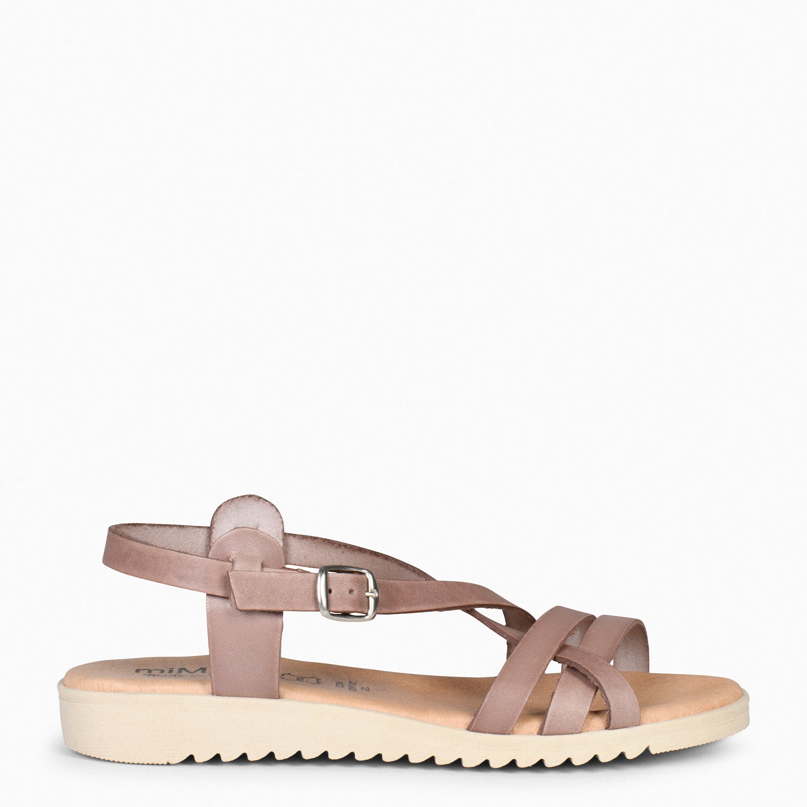SPIRIT – TAUPE Flat sandal with crossed strap
