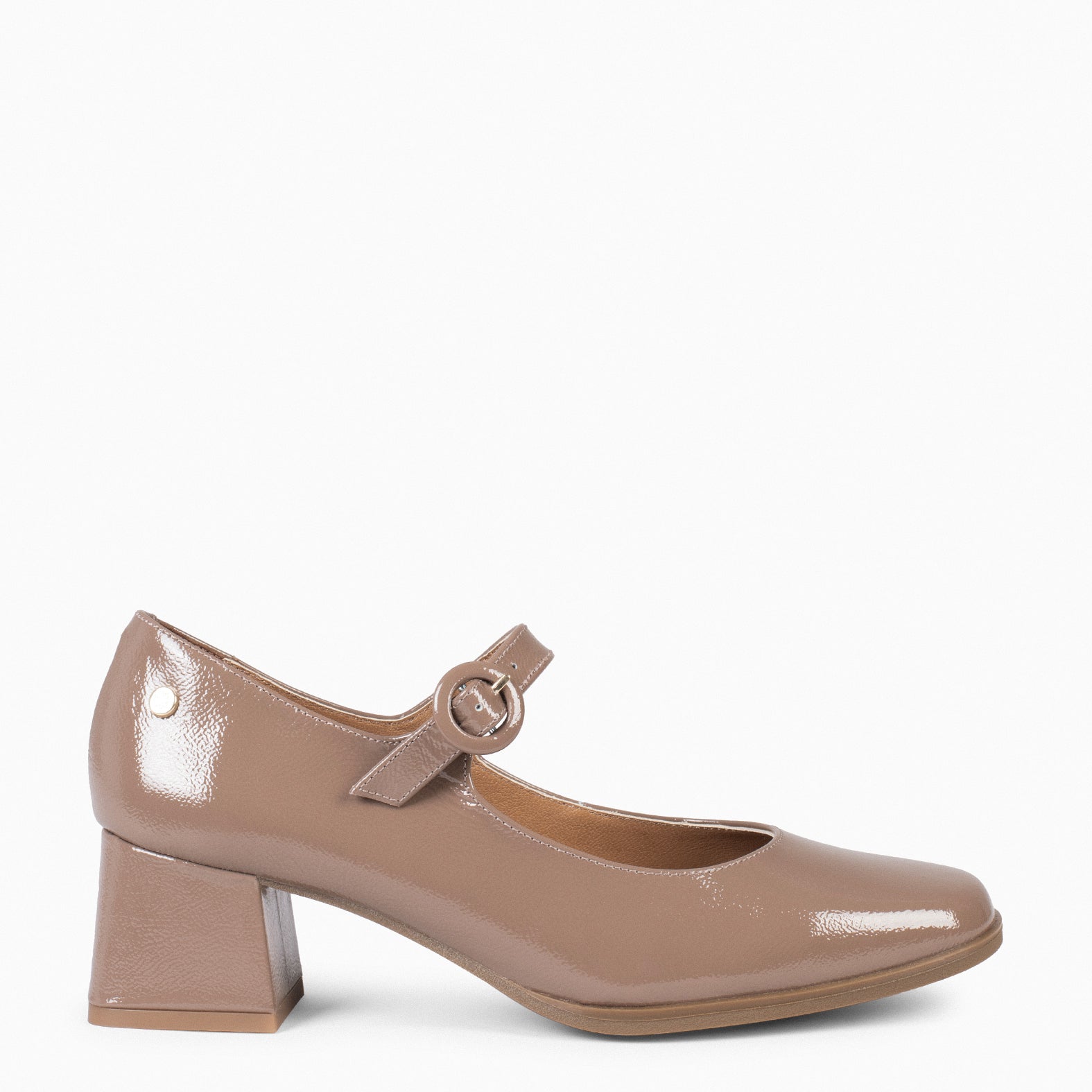 AGATA – Mary Jane à talon en cuir vernis TAUPE