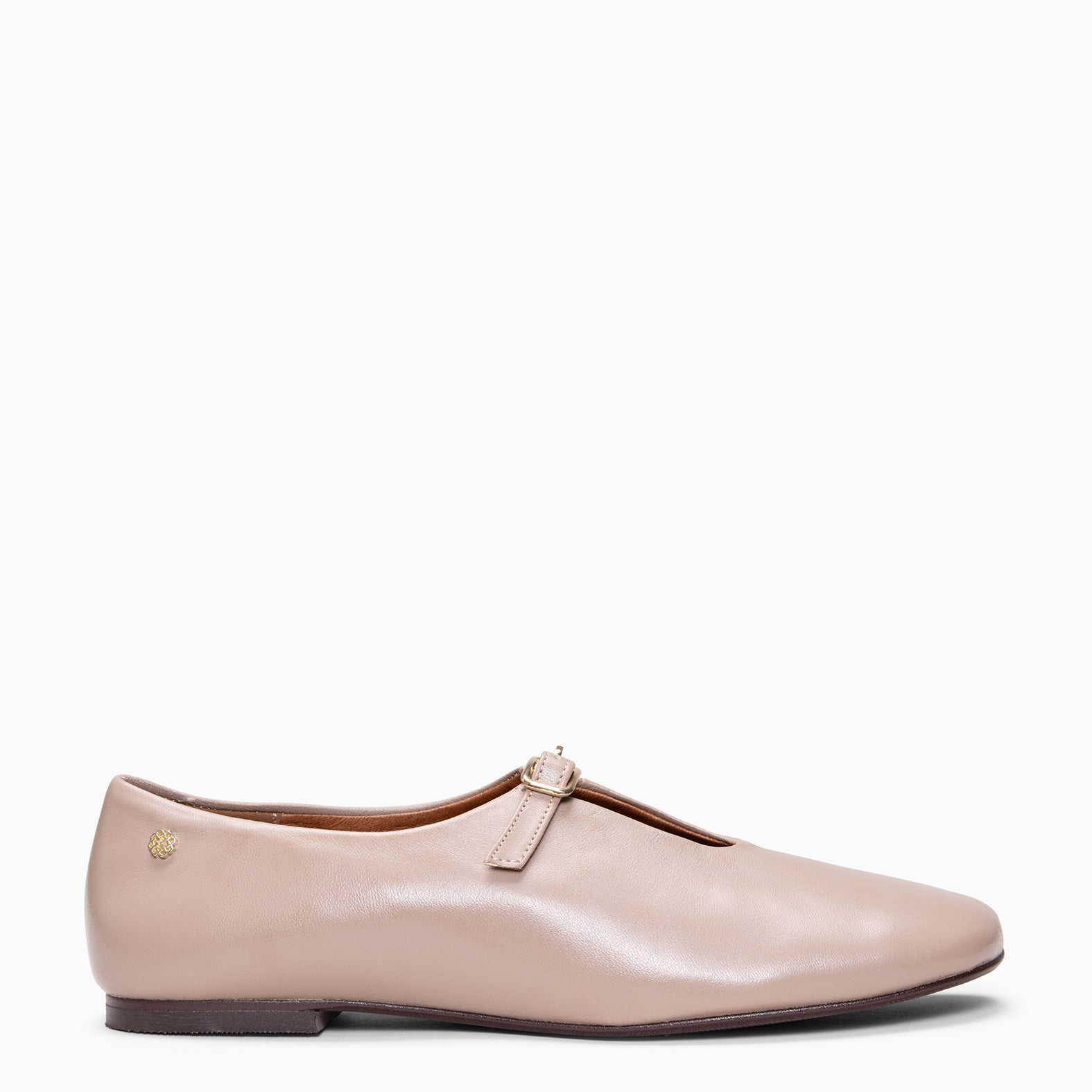 MANUELA - TAUPE Leather Flat Mary Janes