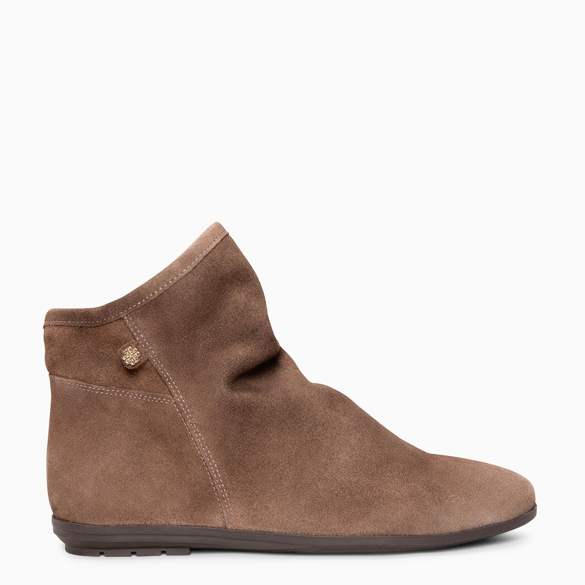 CHESS - Botins de camurça com cano franzido TAUPE