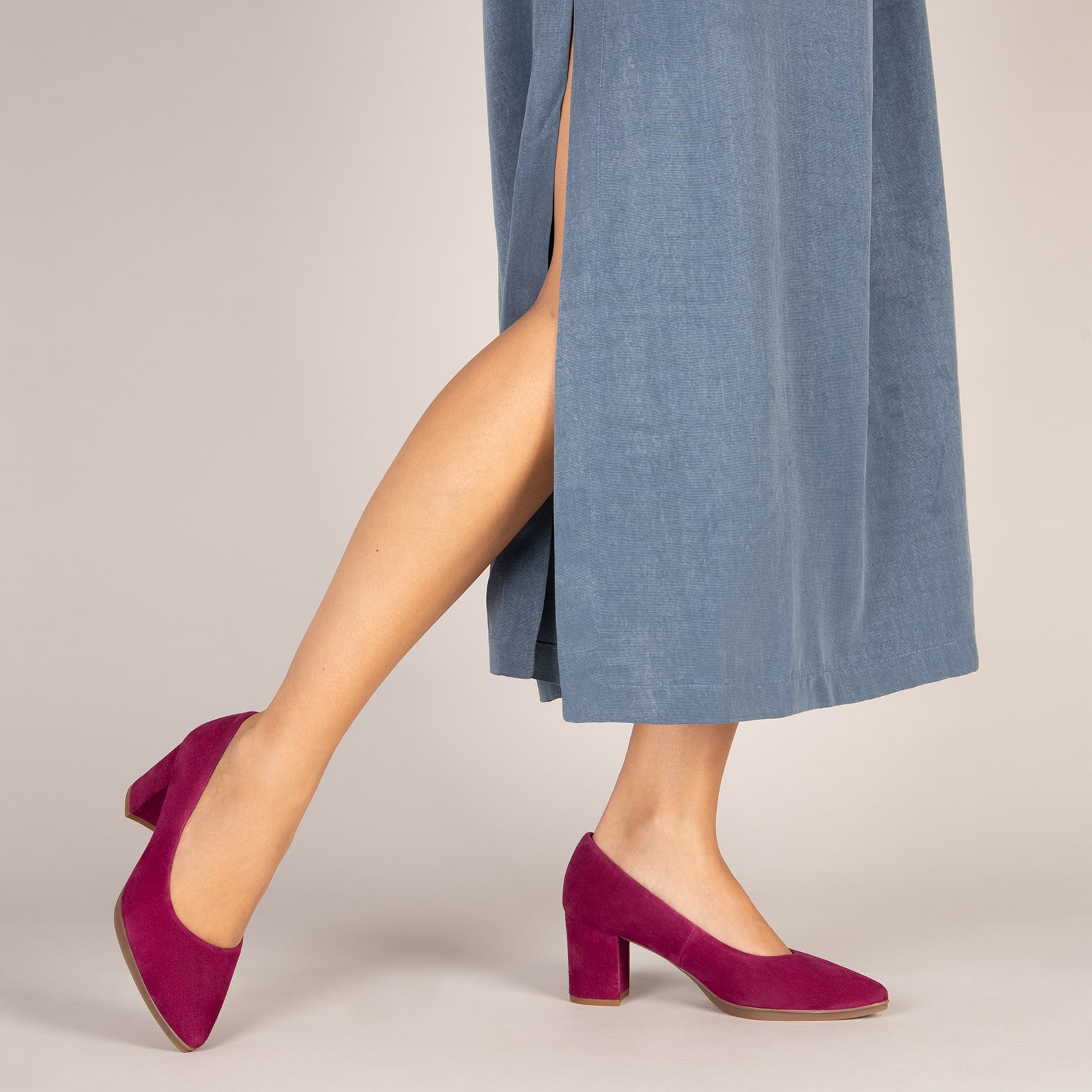 URBAN S - WINE suede mid-heeled shoes