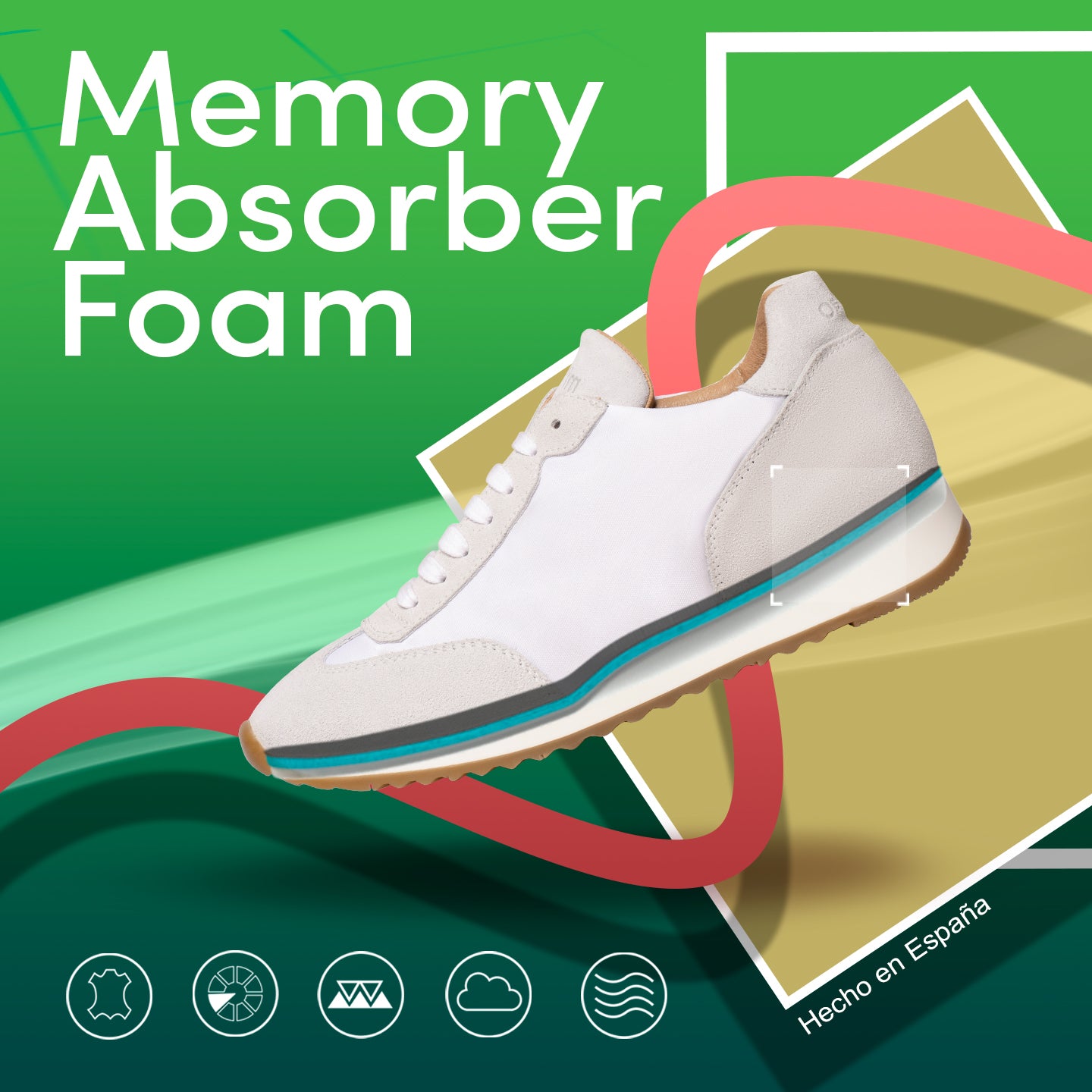 CASUAL – Deportiva de piel BLANCA con nylon – Memory Absorber Foam