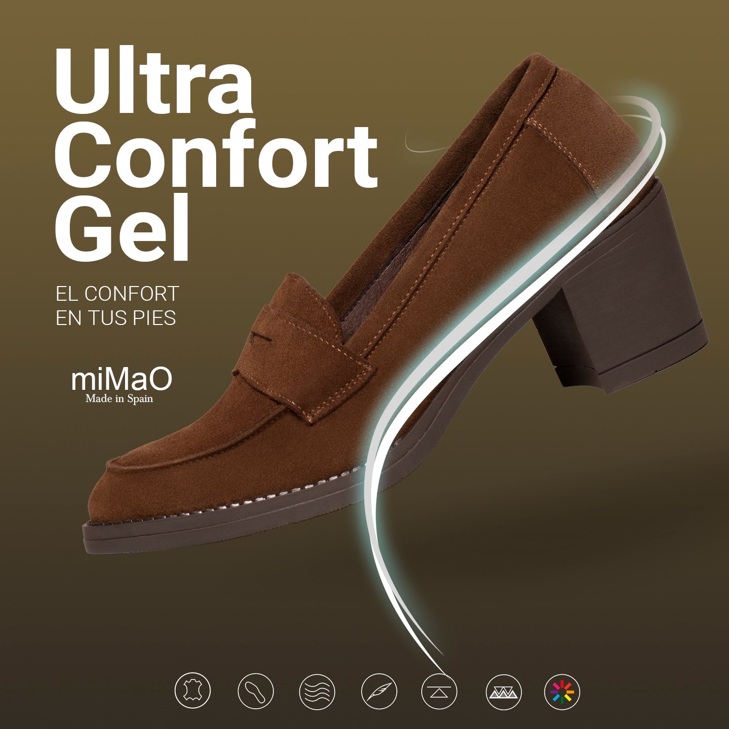 MOKKA Mocasines de mujer con tacón CUERO