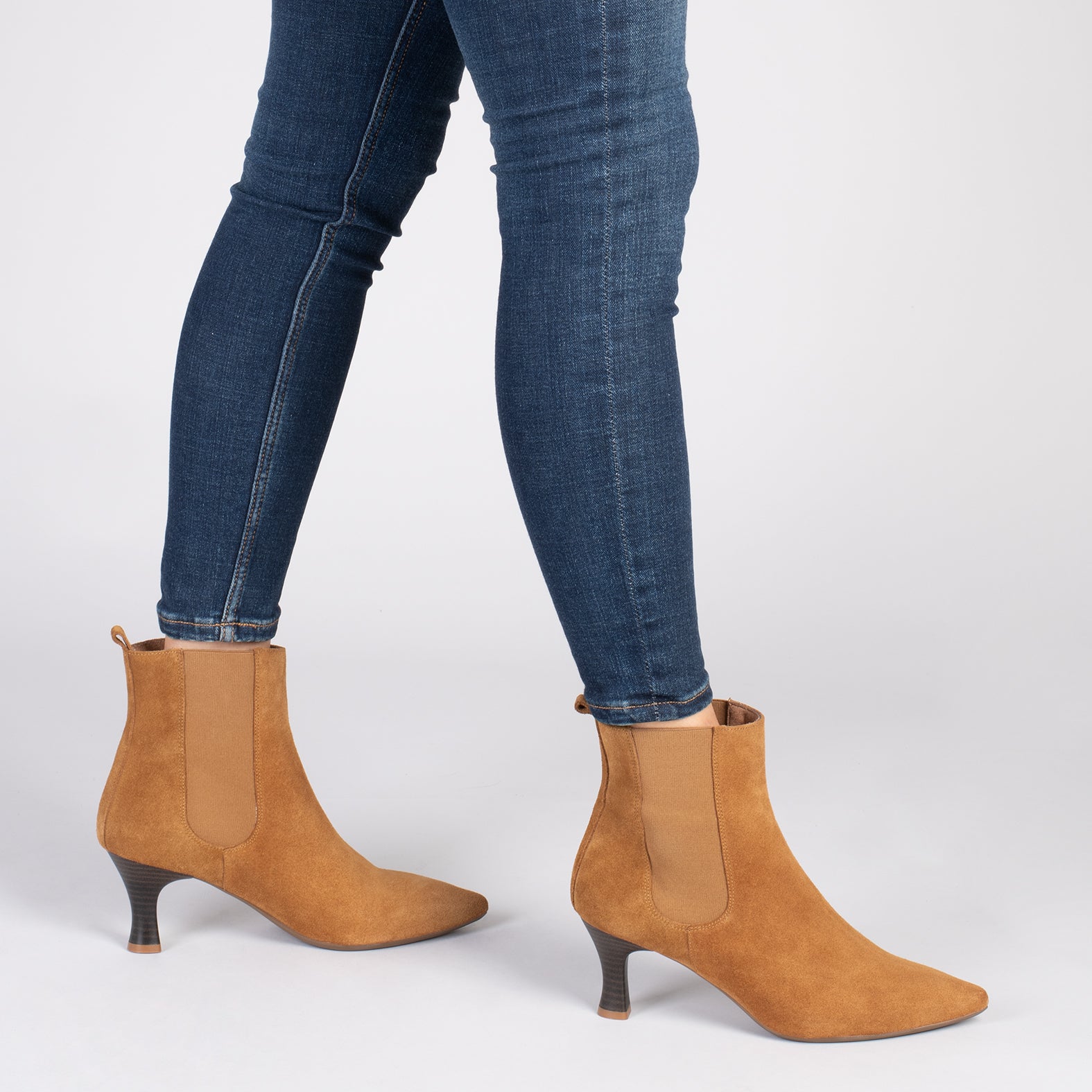 CHIC Bottines chelsea talon bobine CAMEL miMaO