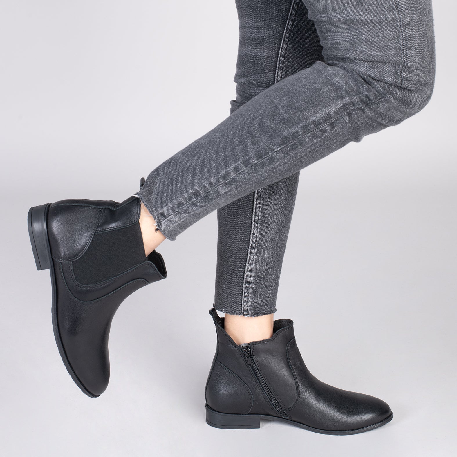 Bottines plates noires femme hot sale