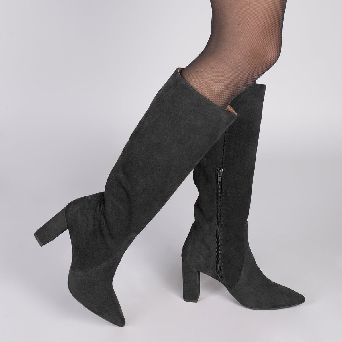 URBAN - Botas Altas de serraje con cremallera NEGRO
